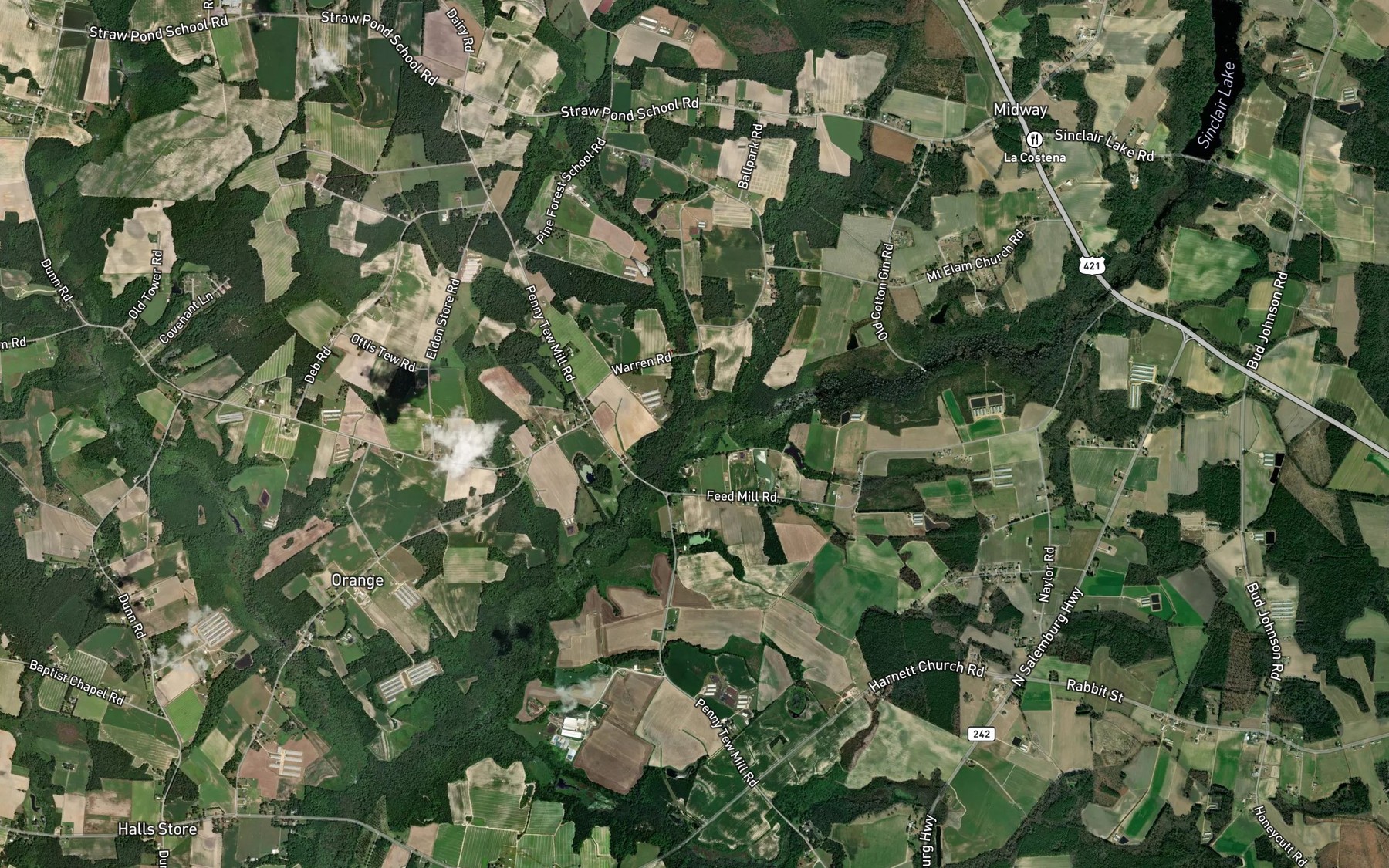 Satellite map of the Opossum Swamp
