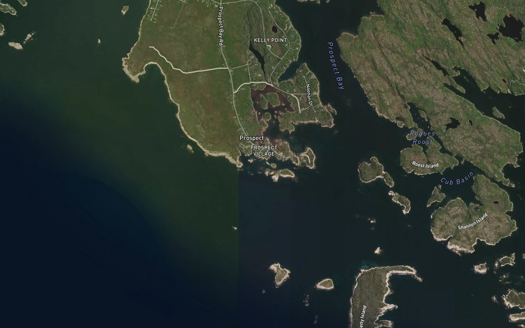 Satellite map of the Hardiman Cove