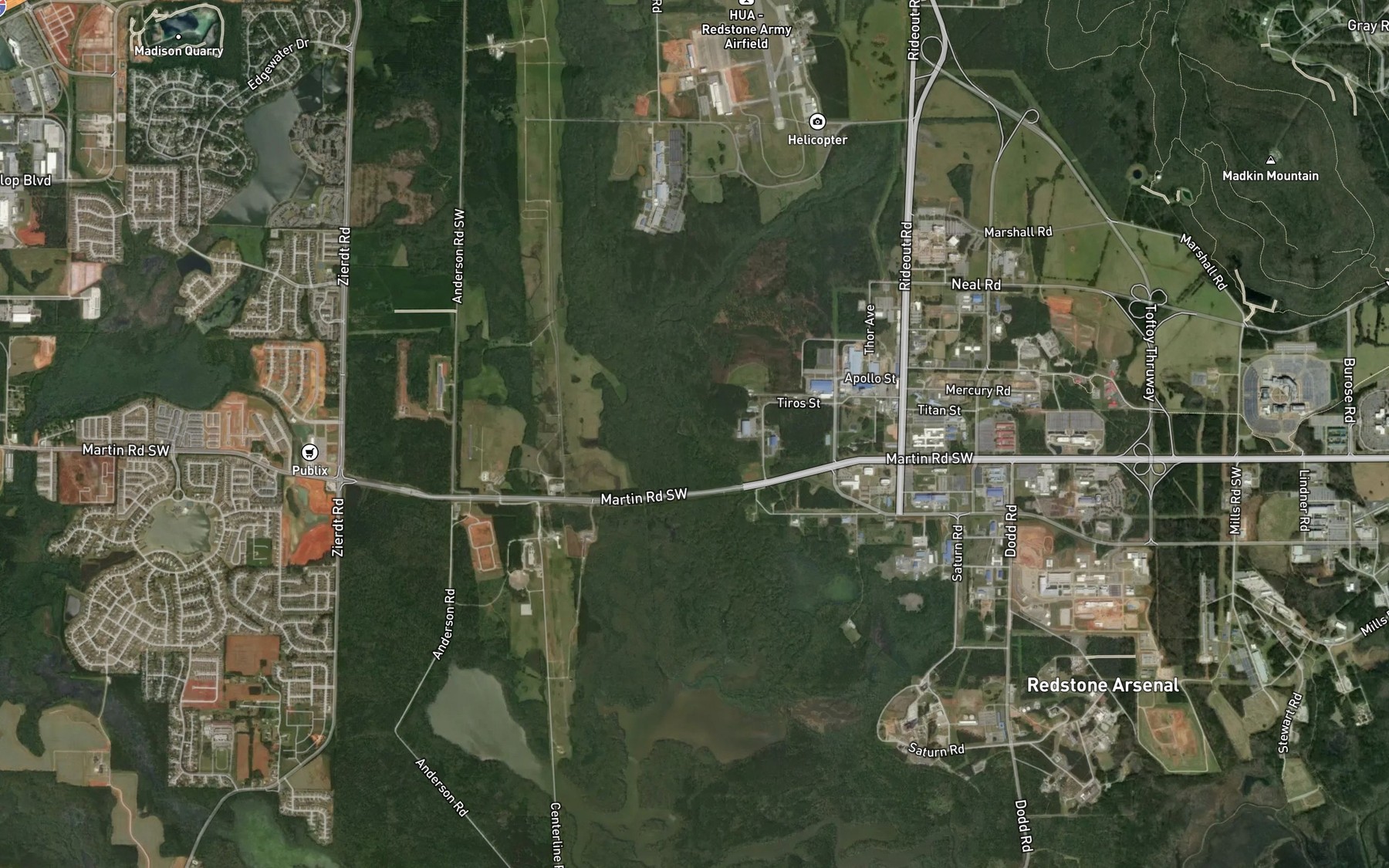 Satellite map of the Mullins Big Spring