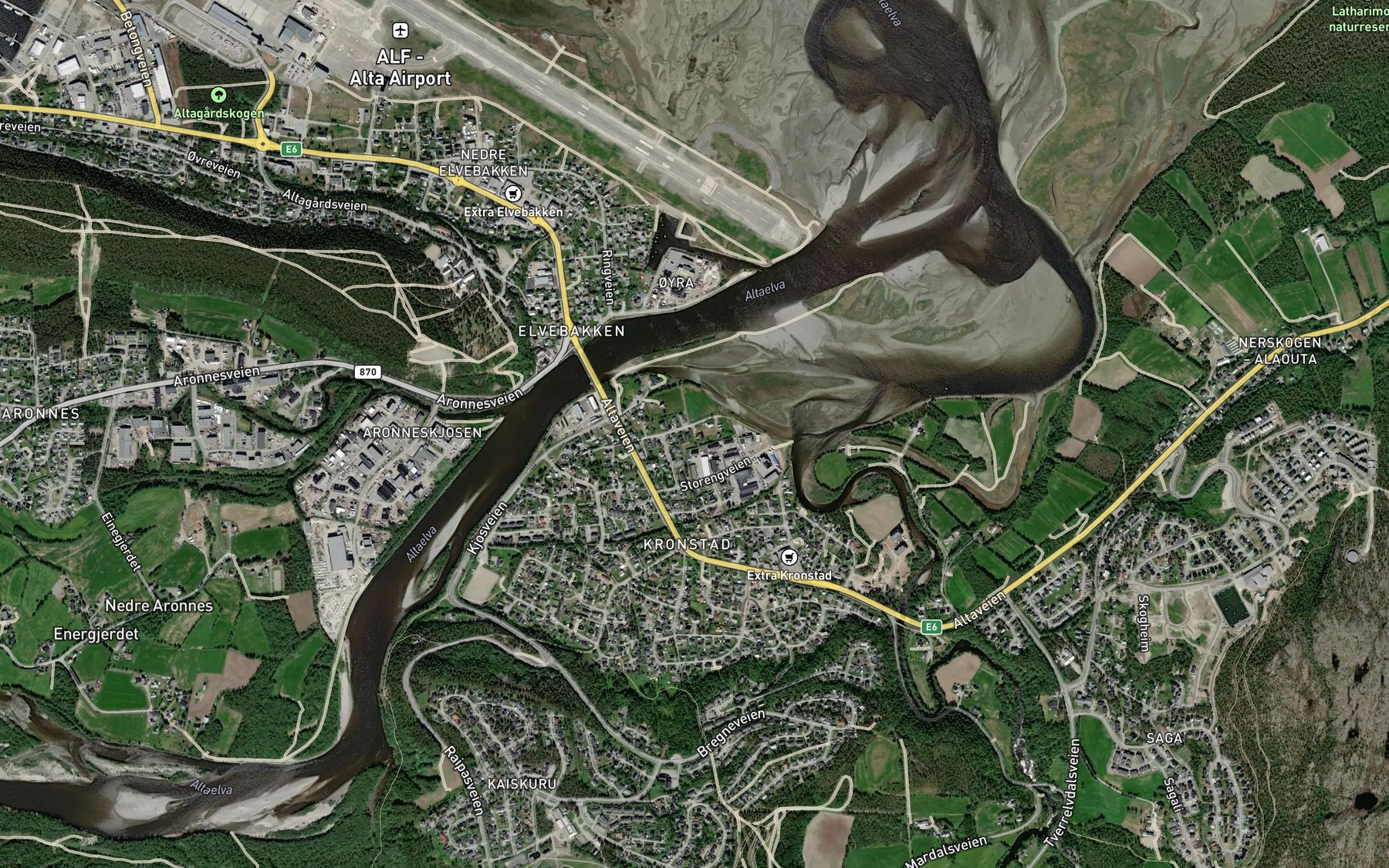 Satellite map of the Tverrelva