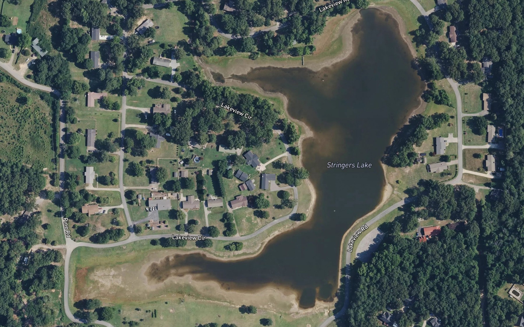 Satellite map of the Stringers Lake