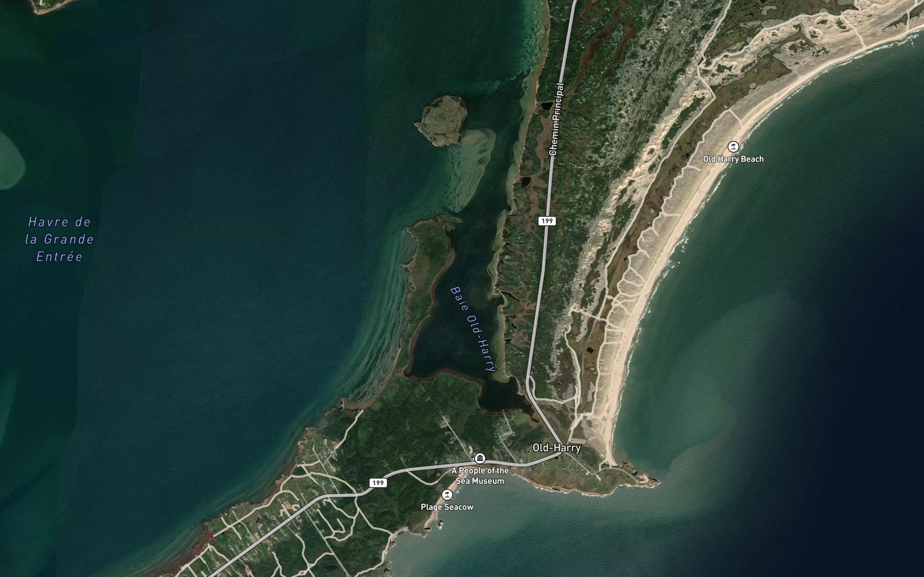 Satellite map of the Baie Old-Harry