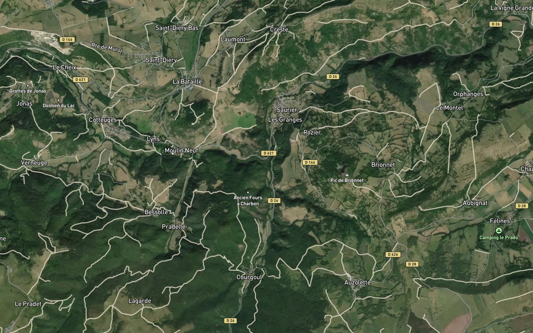 Satellite map of the Ruisseau de la Couze