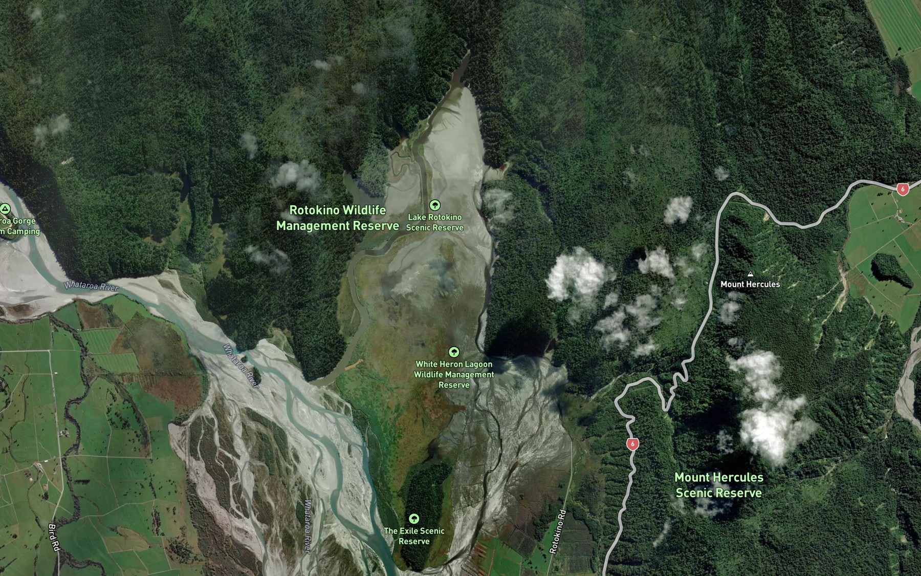 Satellite map of the White Heron Lagoon