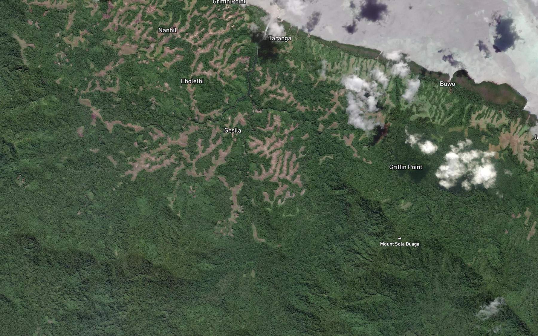 Satellite map of the Evovari River