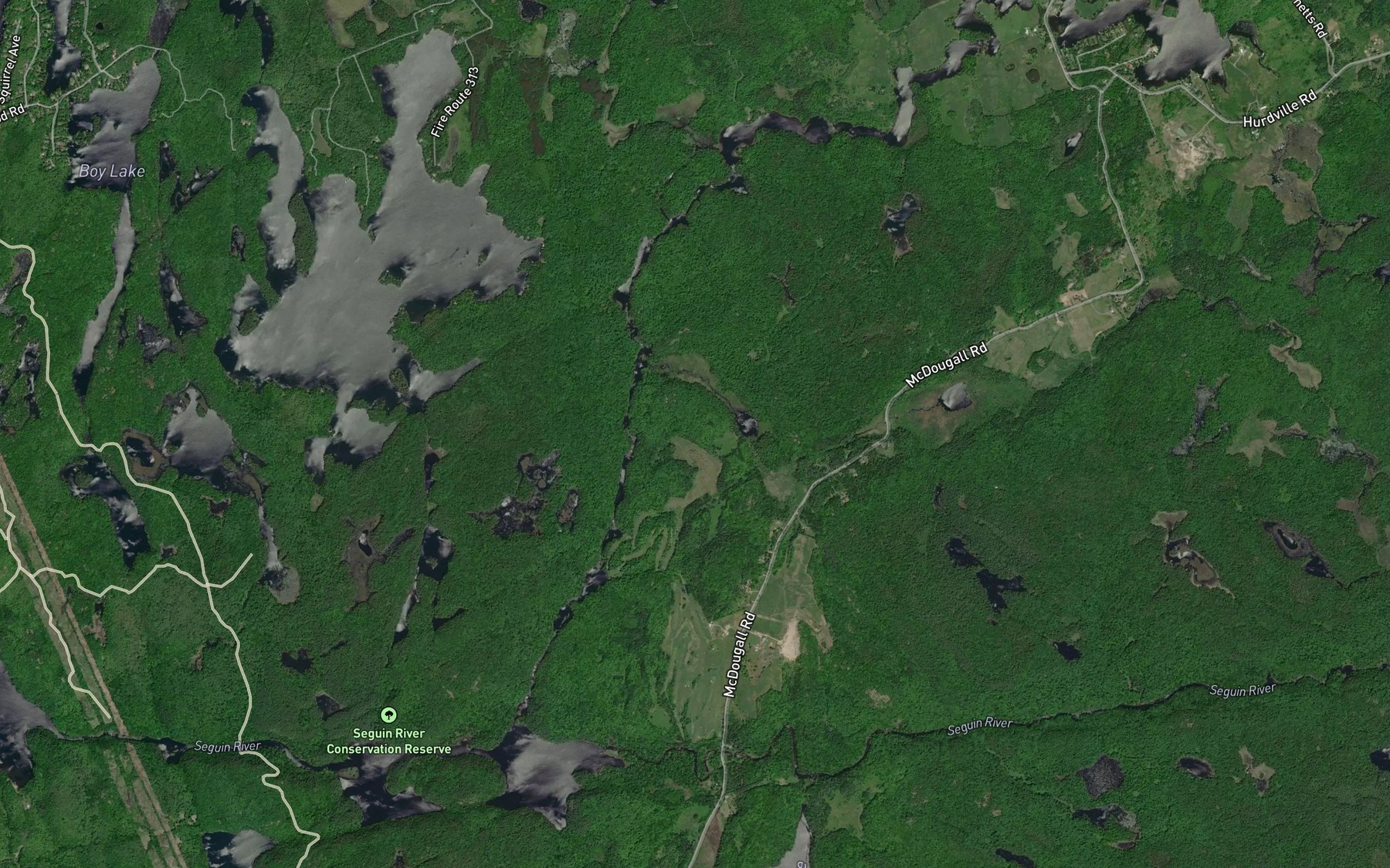 Satellite map of the Ragged Rapids