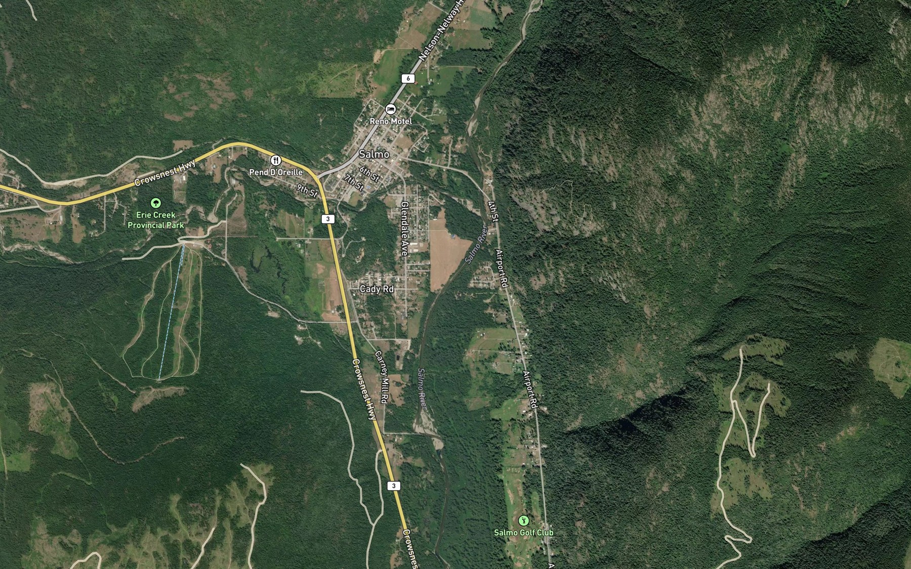 Satellite map of the Erie Creek