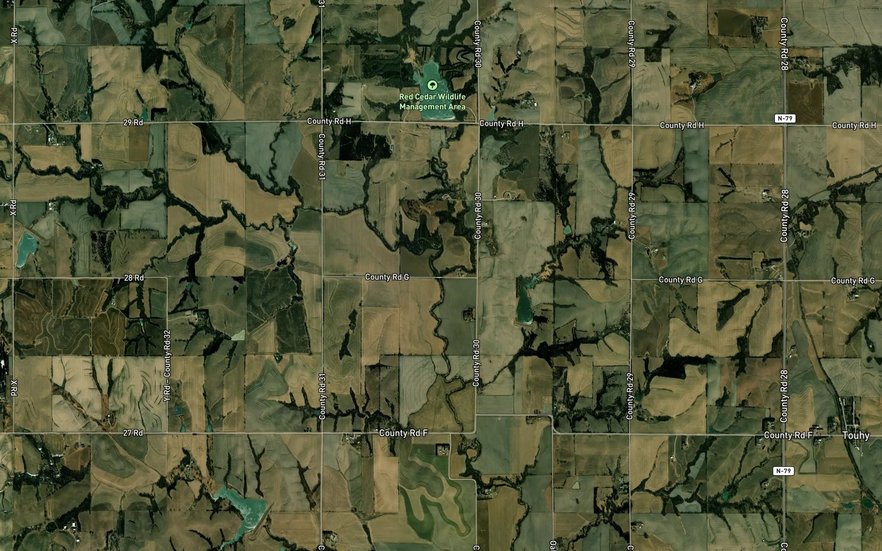 Satellite map of the Hunters Slough