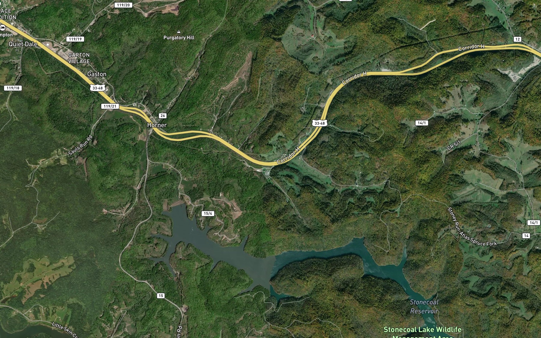 Satellite map of the Beechlick Run