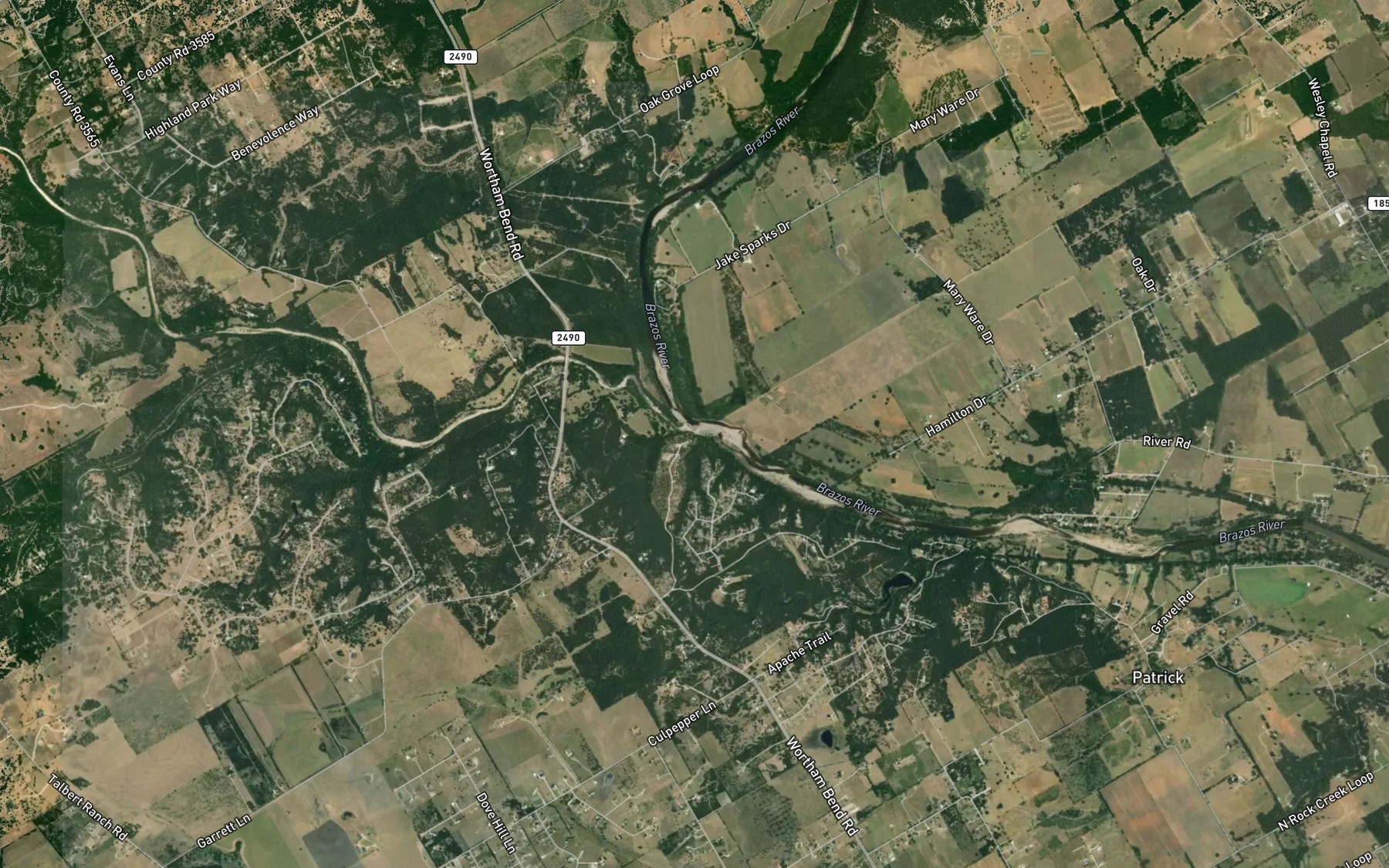 Satellite map of the Childress Creek