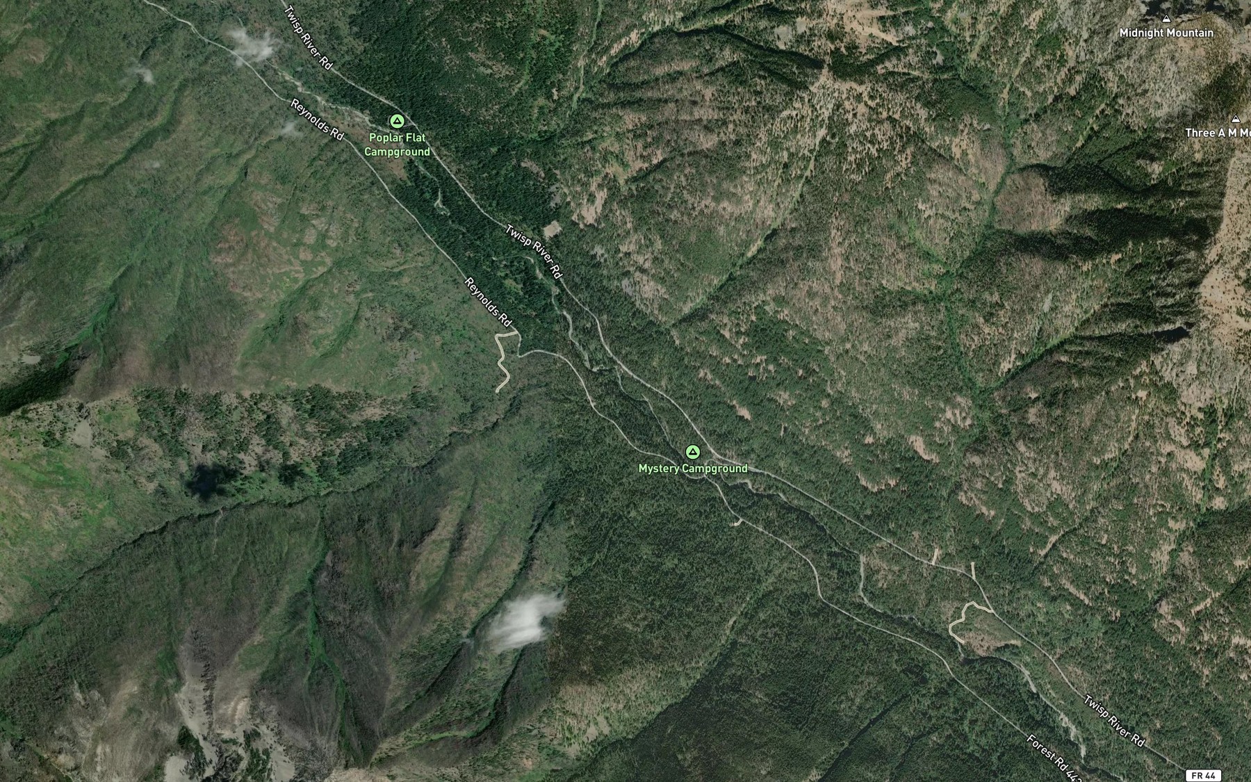 Satellite map of the Reynolds Creek