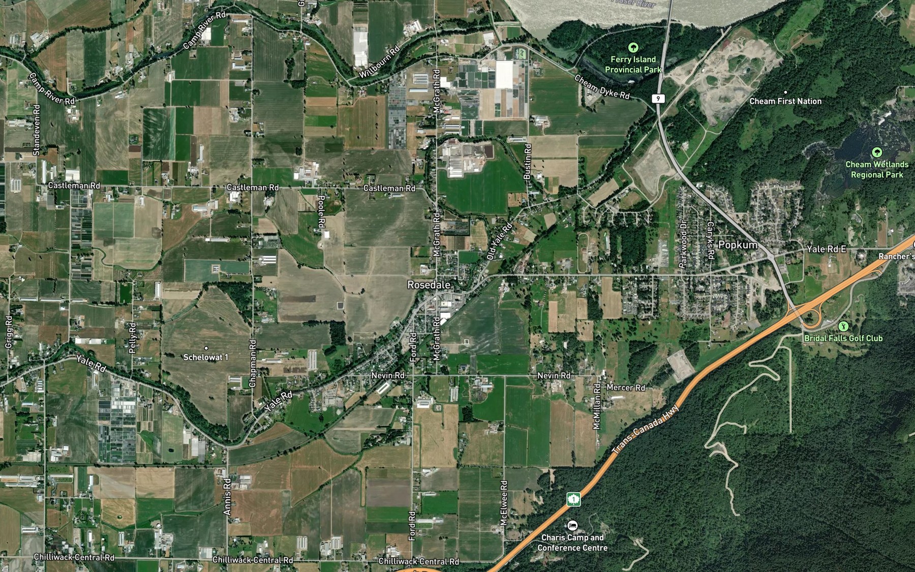 Satellite map of the Nevin Creek