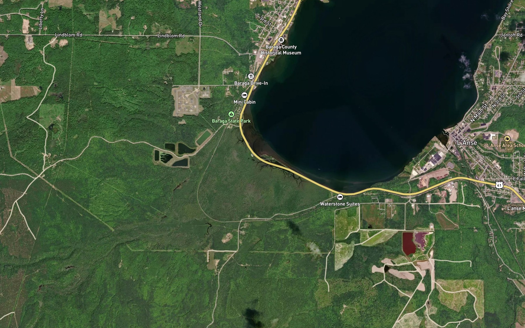 Satellite map of the Sixmile Creek