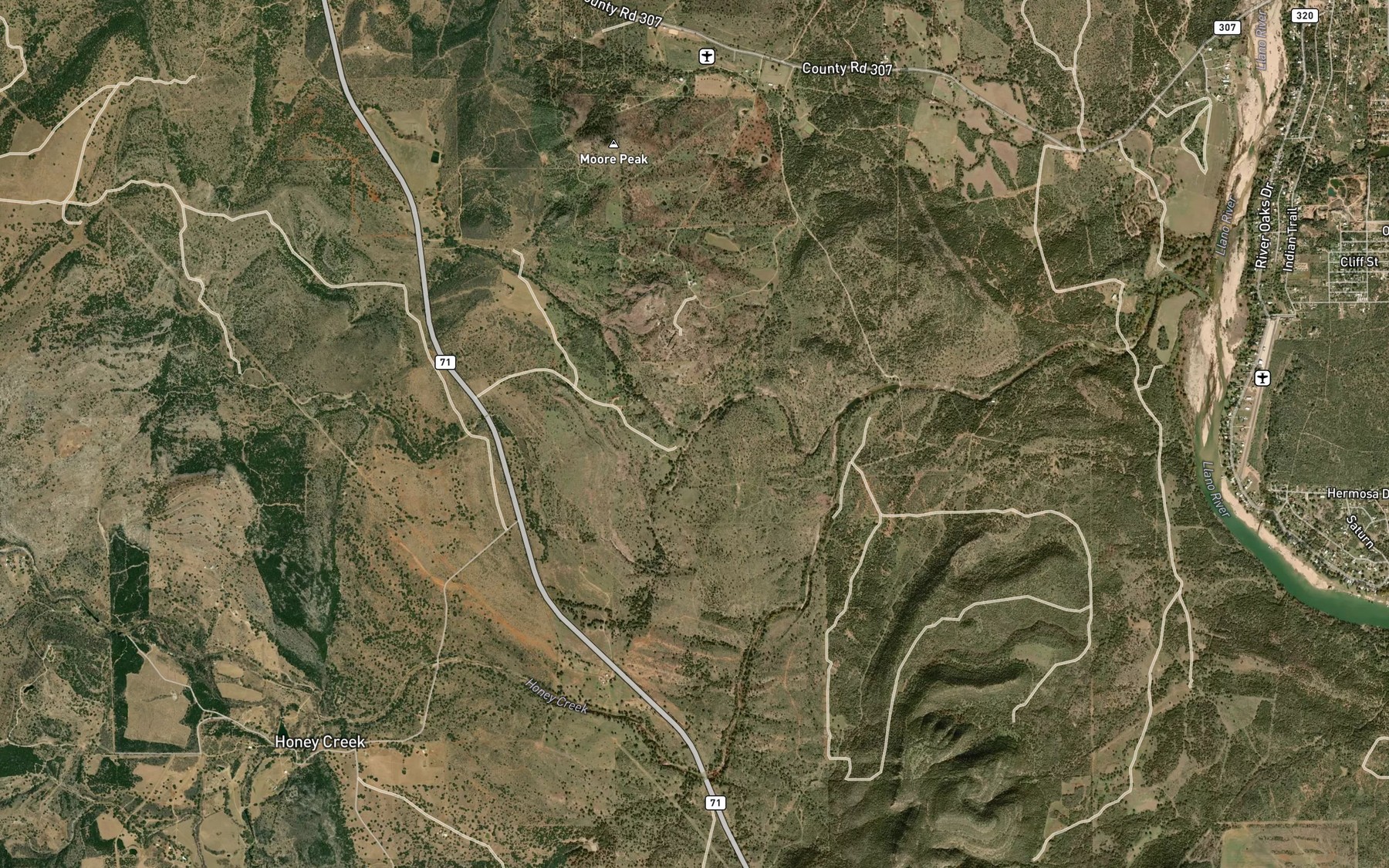 Satellite map of the Molasses Creek