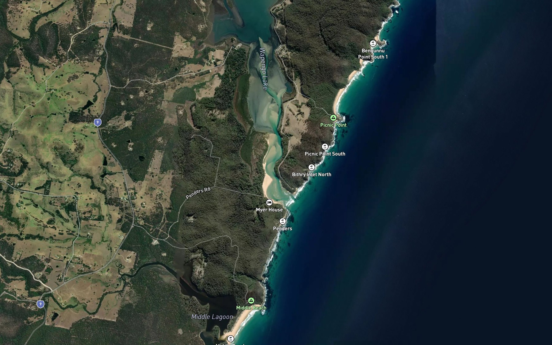 Satellite map of the Wapengo Lake