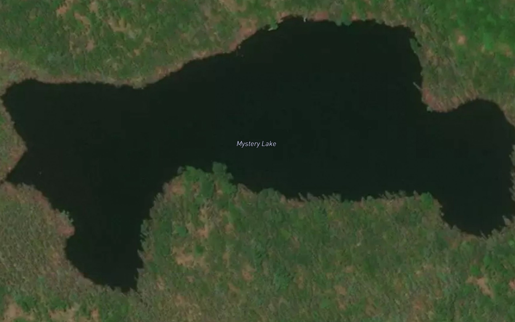 Satellite map of the Mystery Lake