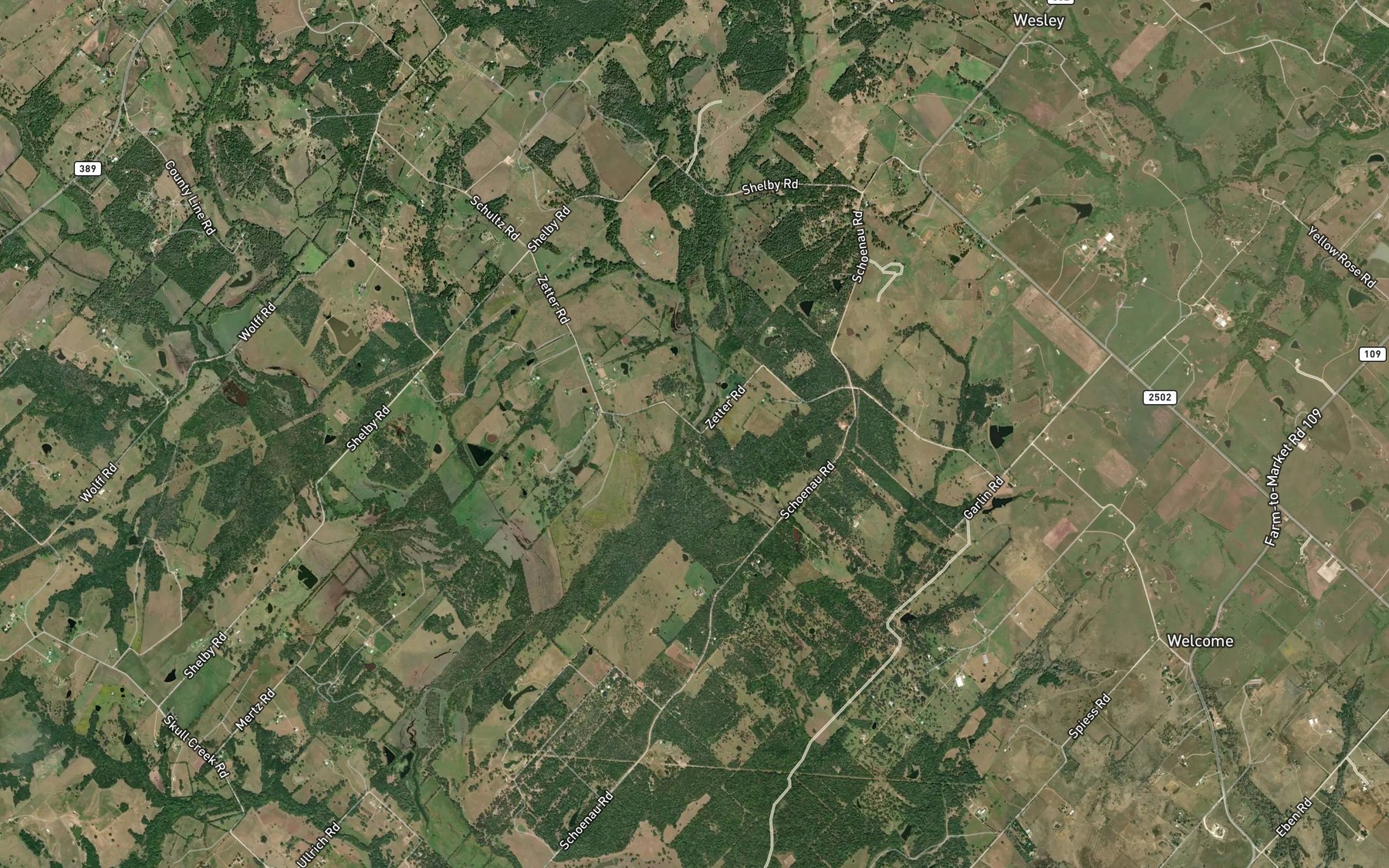 Satellite map of the Sandy Branch
