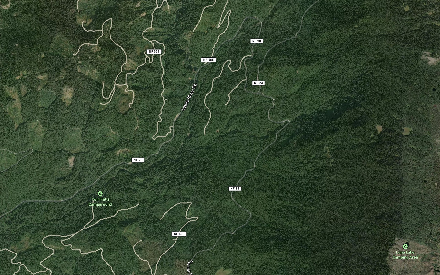 Satellite map of the Riley Creek