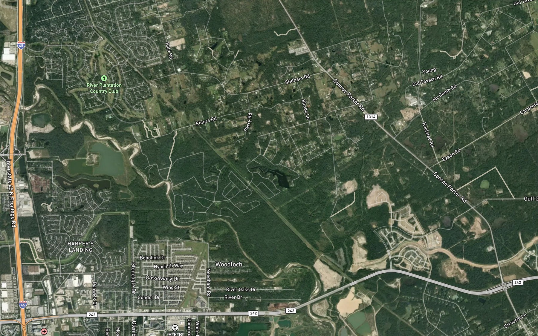Satellite map of the Old Boggy Slough