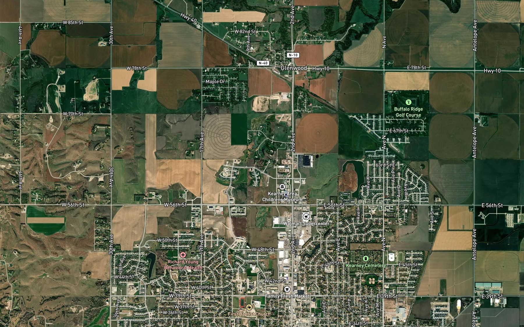 Satellite map of the Staubitz and Holmes Reservoir