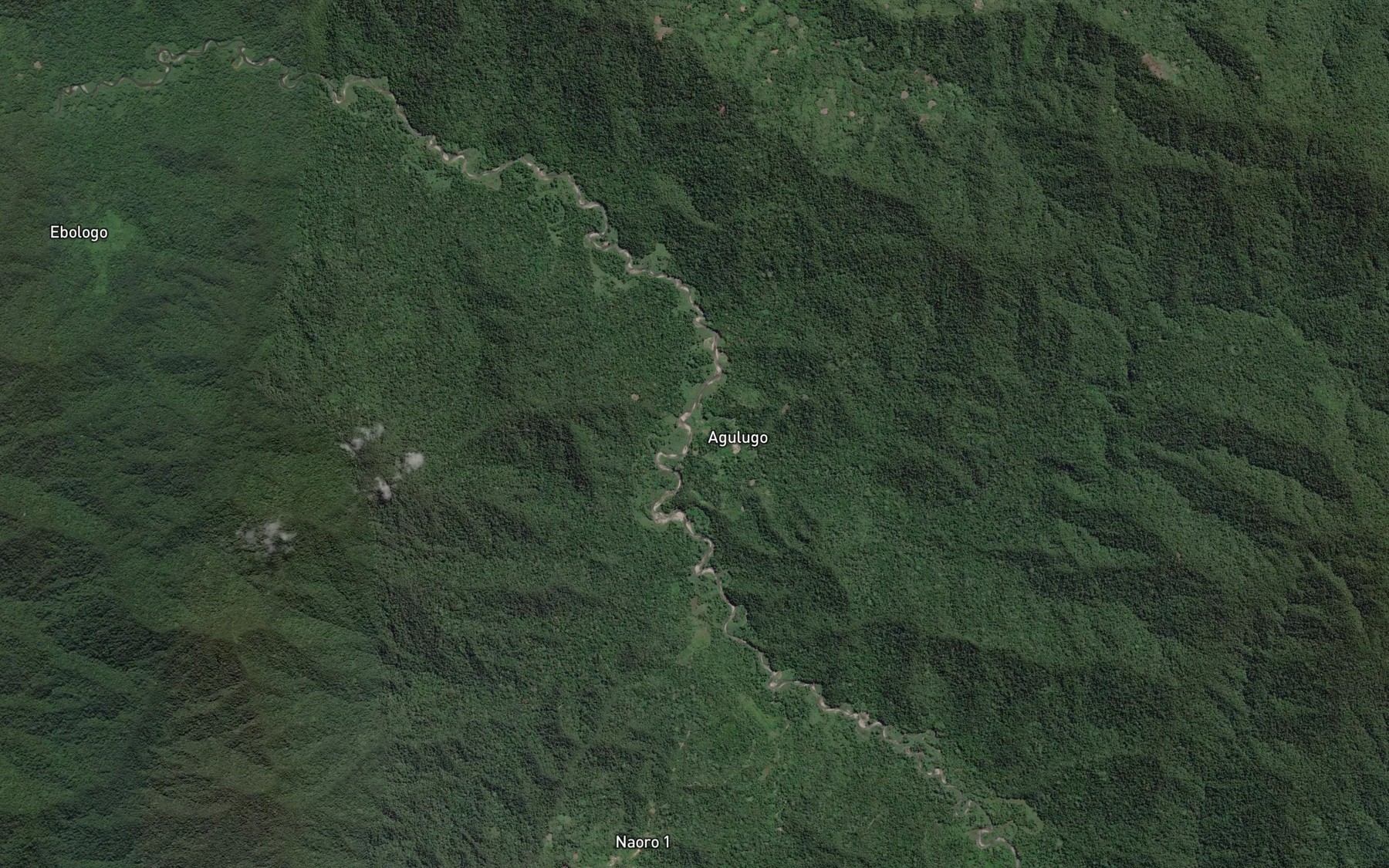 Satellite map of the Uga River