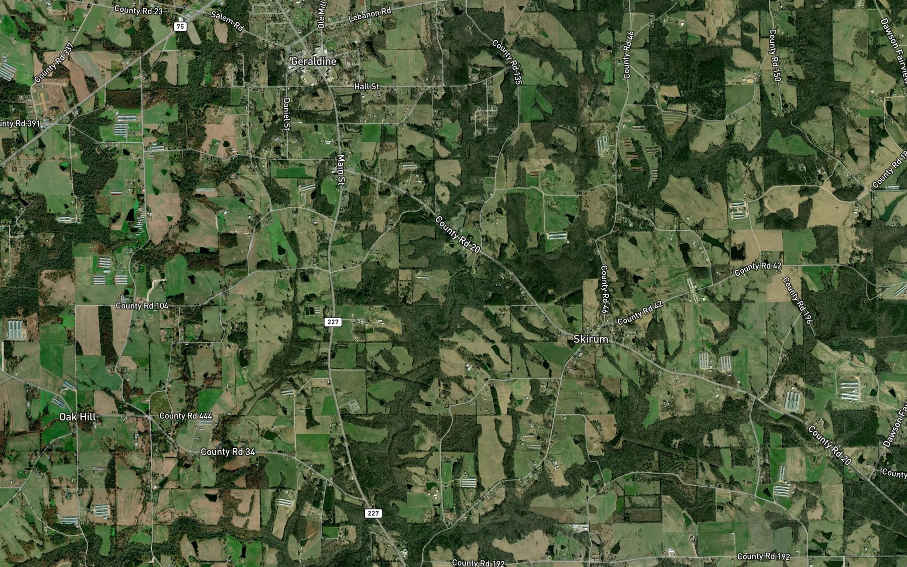 Satellite map of the Mooney Branch