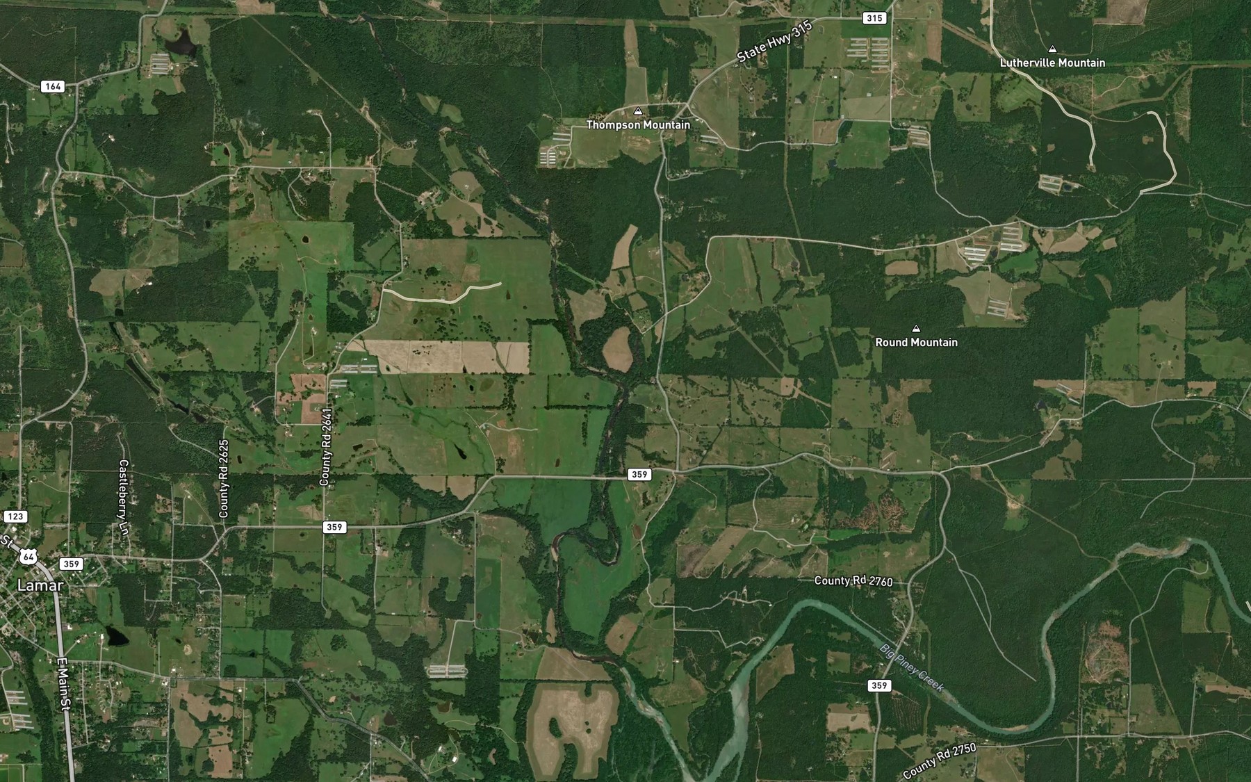 Satellite map of the Slover Creek