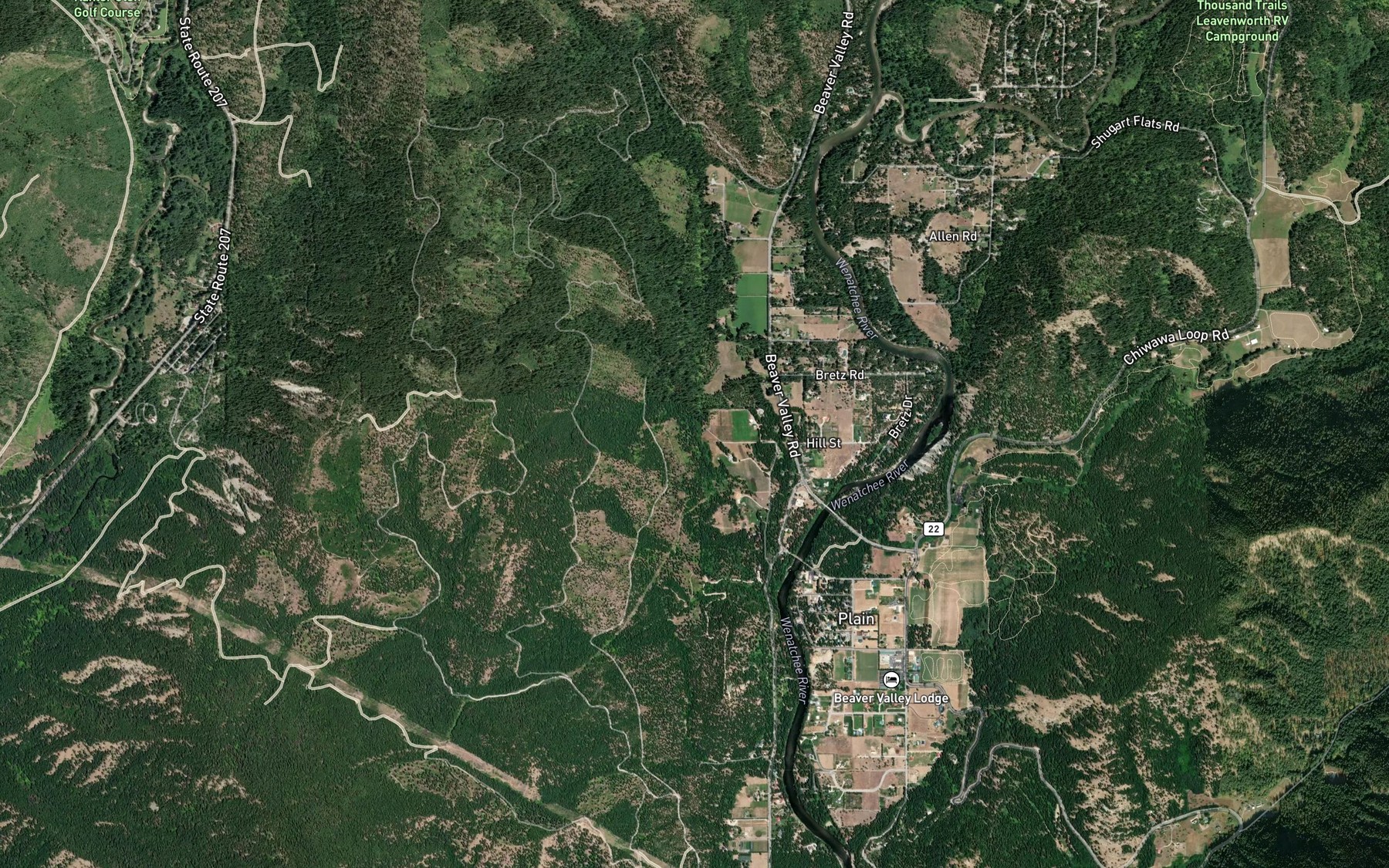 Satellite map of the Hegler Creek