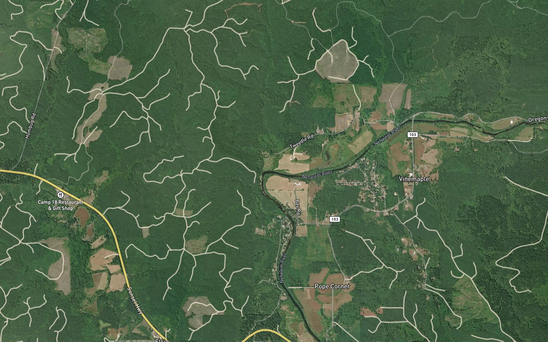 Satellite map of the George Creek