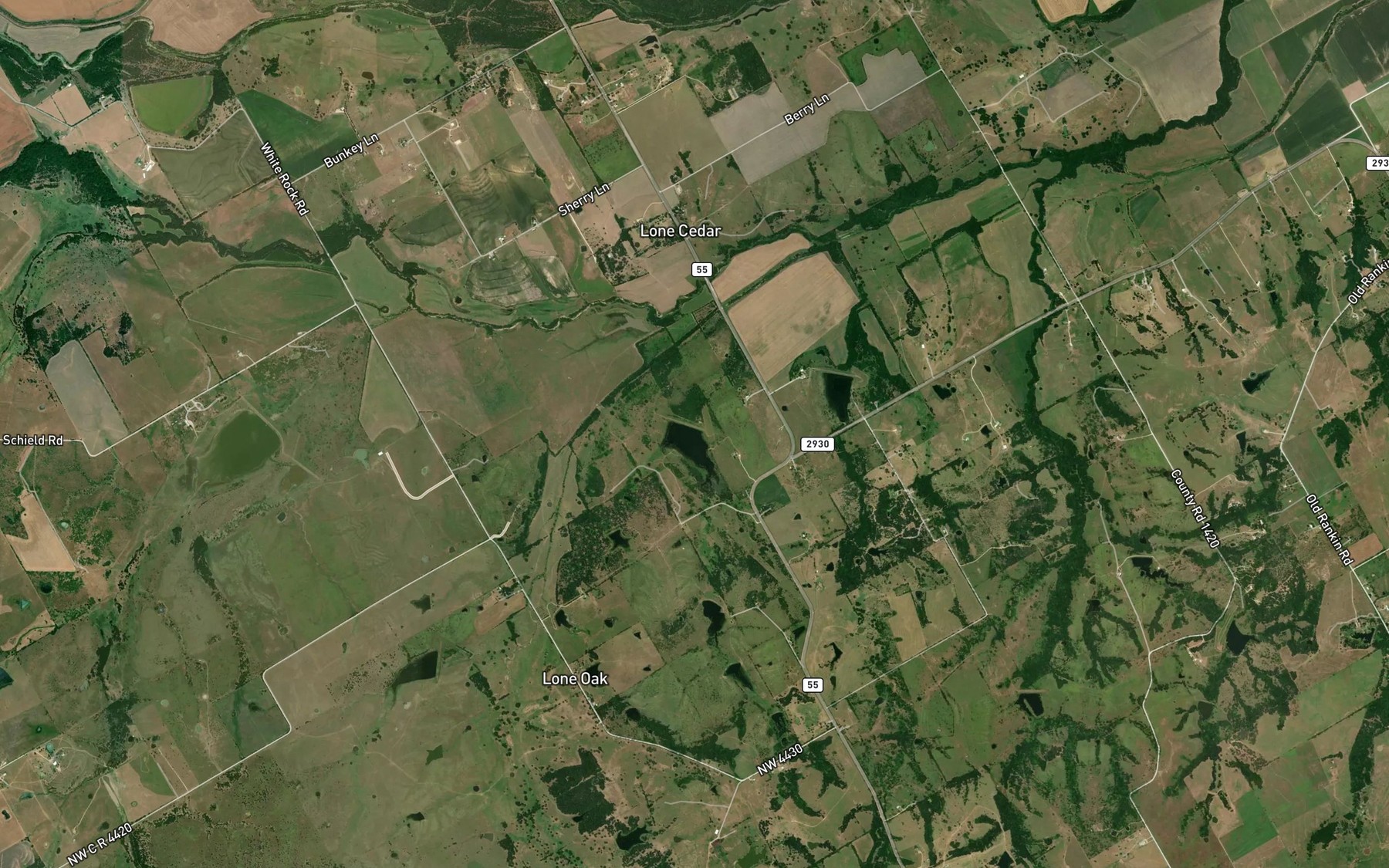 Satellite map of the Soil Conservation Service Site 104b Reservoir