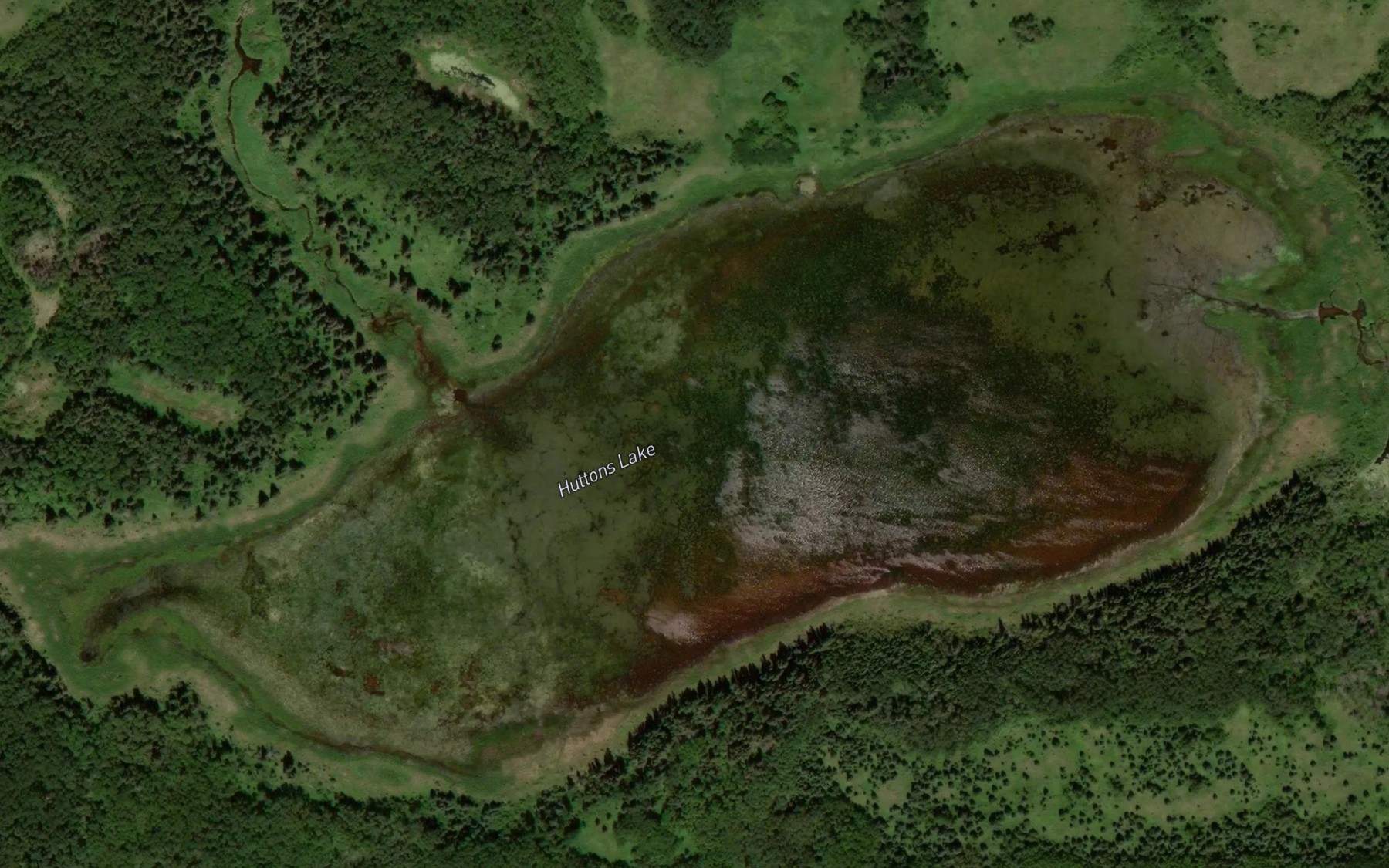 Satellite map of the Huttons Lake