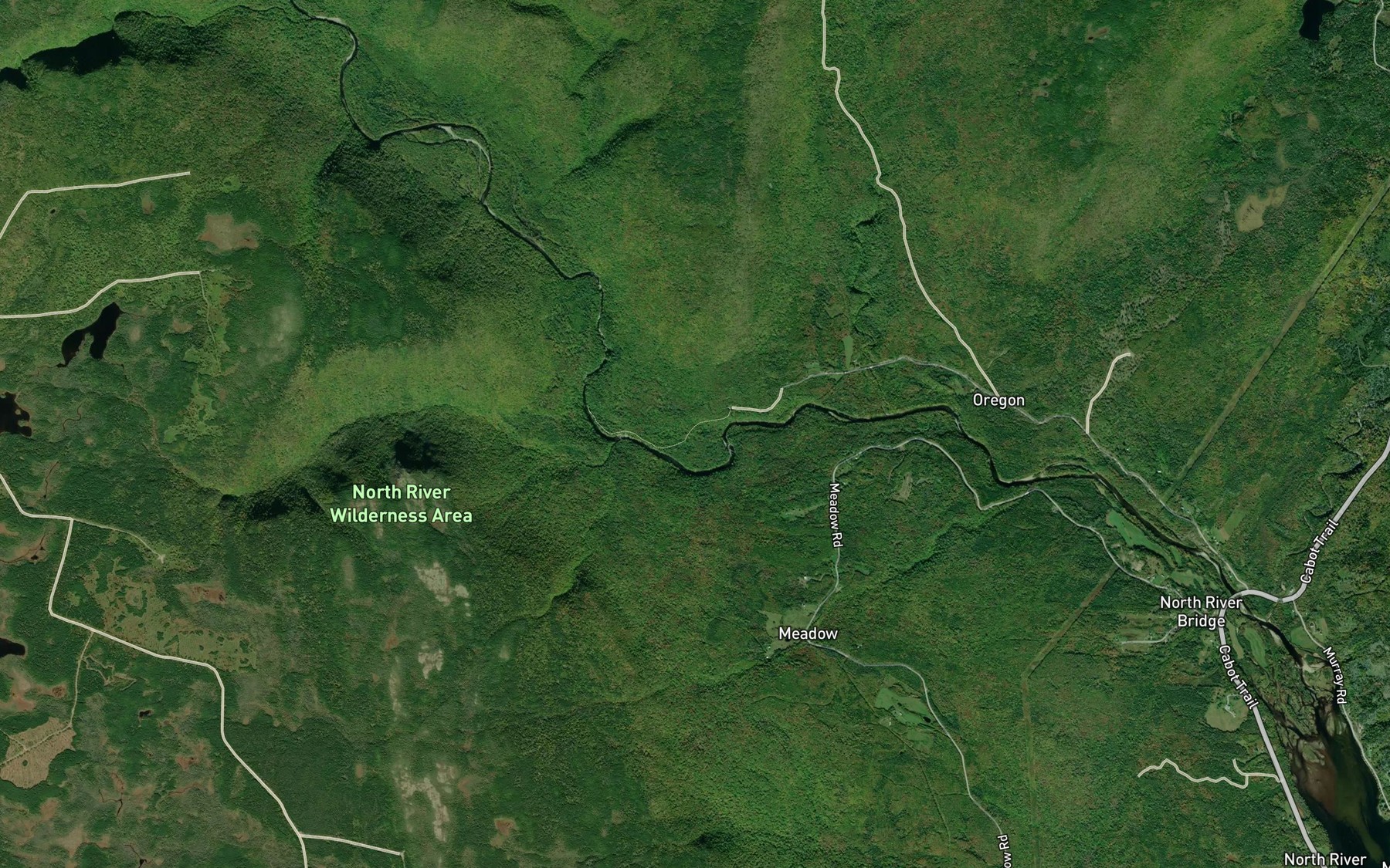 Satellite map of the Little Falls Brook