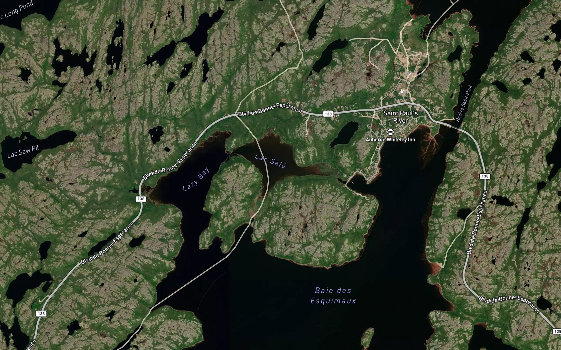 Satellite map of the Anse Bottle Neck