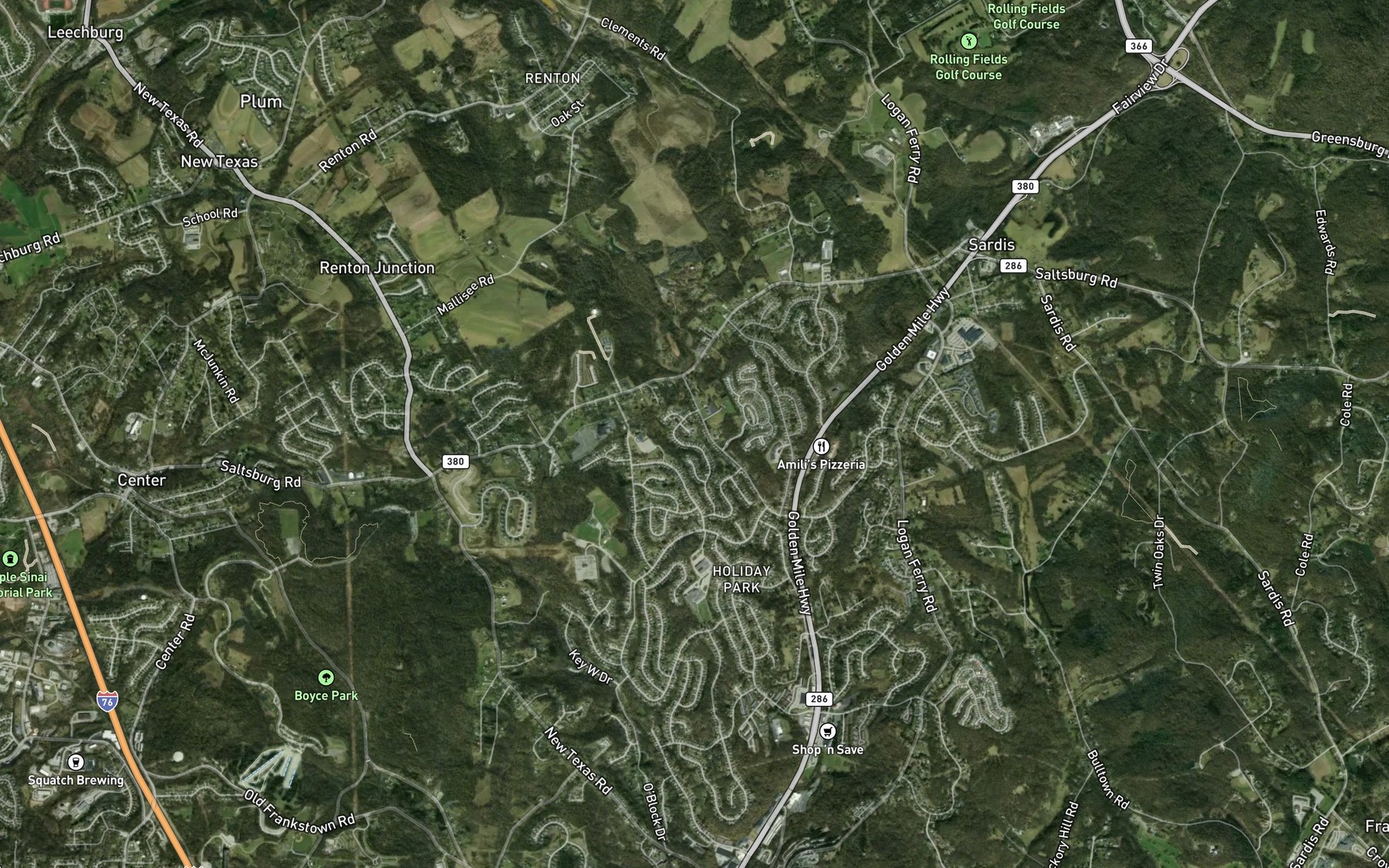 Satellite map of the Collins Lake