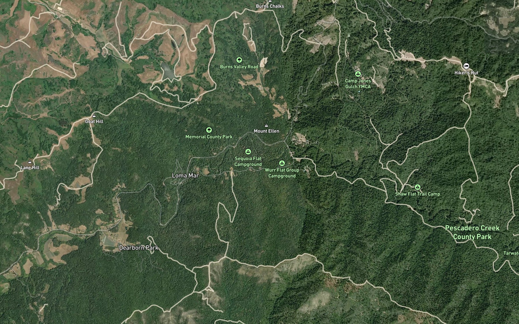 Satellite map of the Peterson Creek