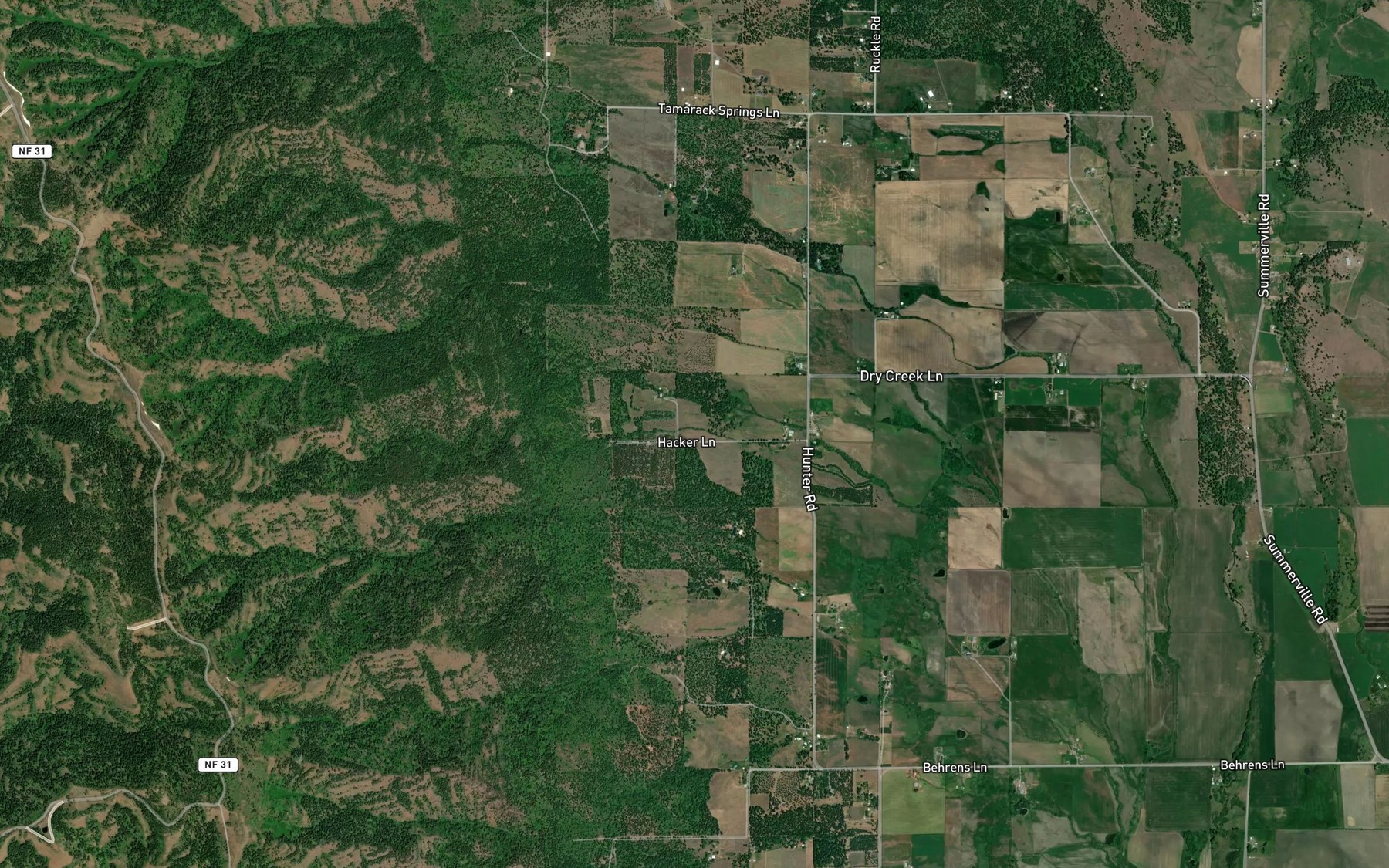 Satellite map of the Strapping Creek