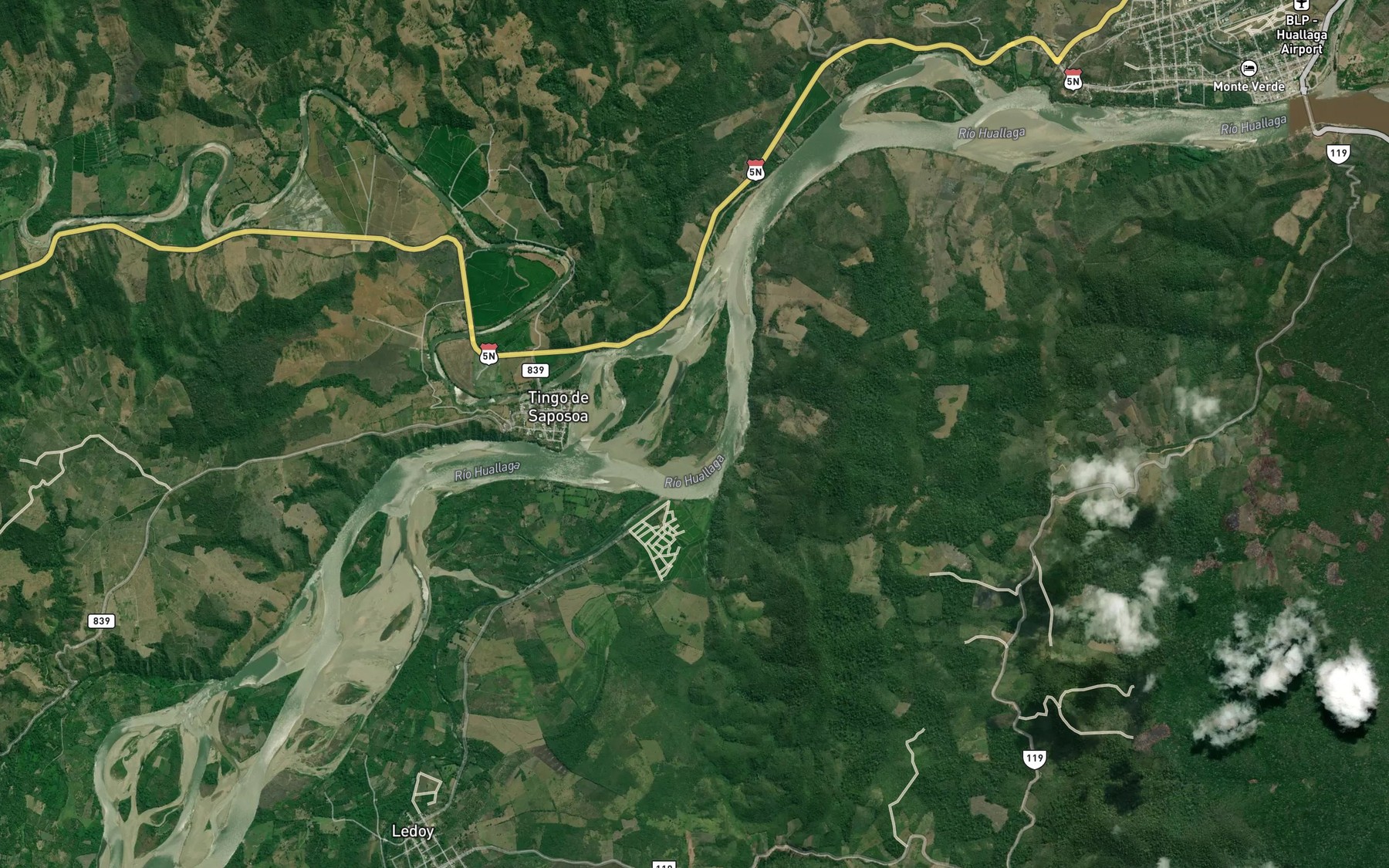 Satellite map of the Brazo del Rio Huallaga