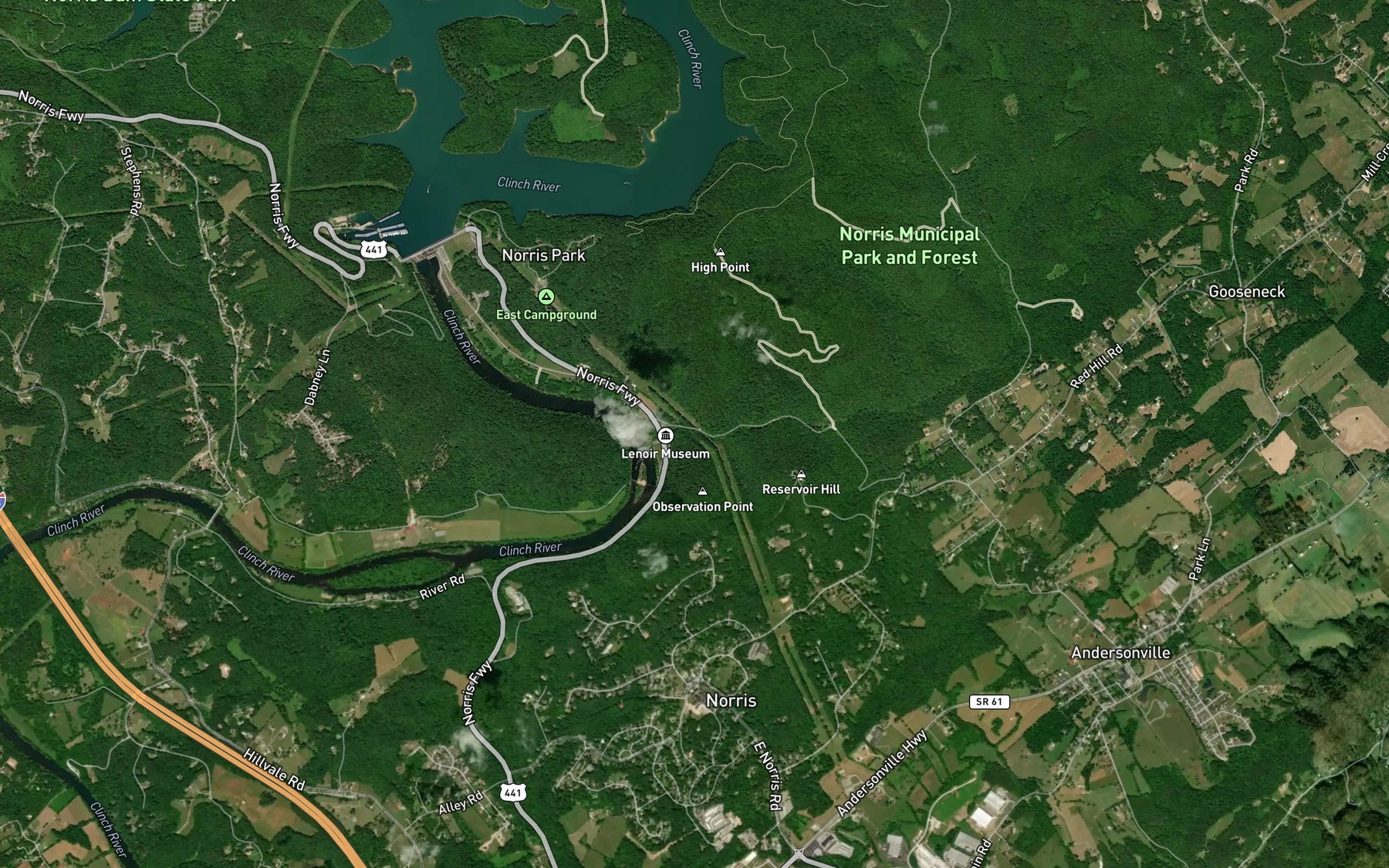 Satellite map of the Williams Spring