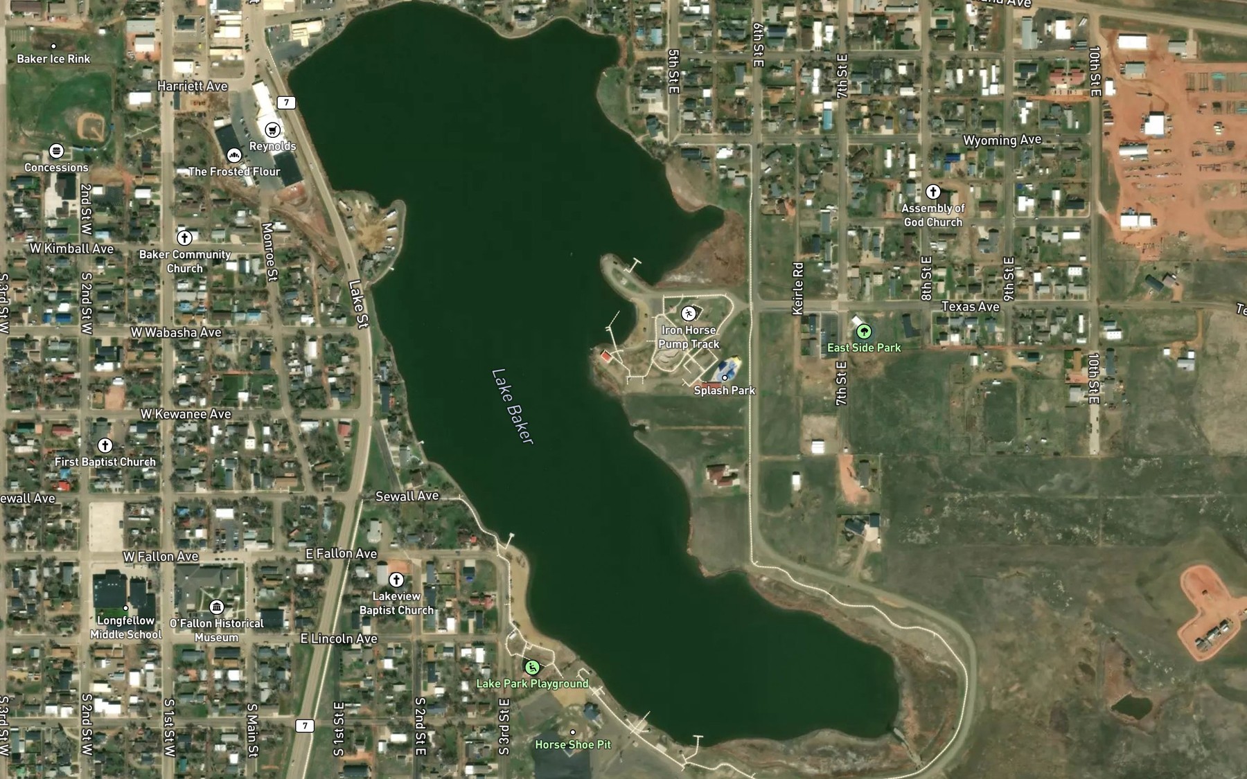 Satellite map of the Lake Baker