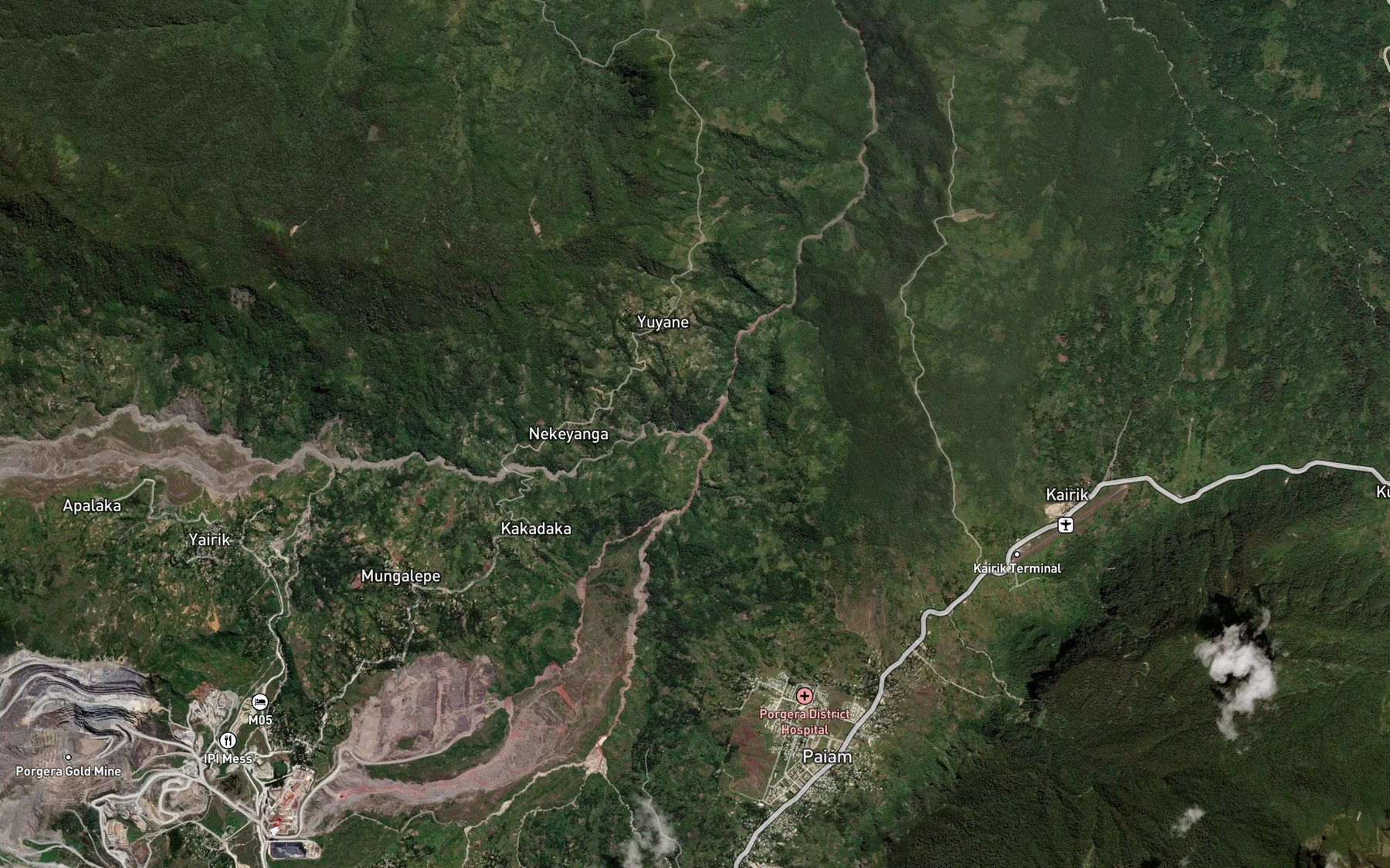 Satellite map of the Kaiya River
