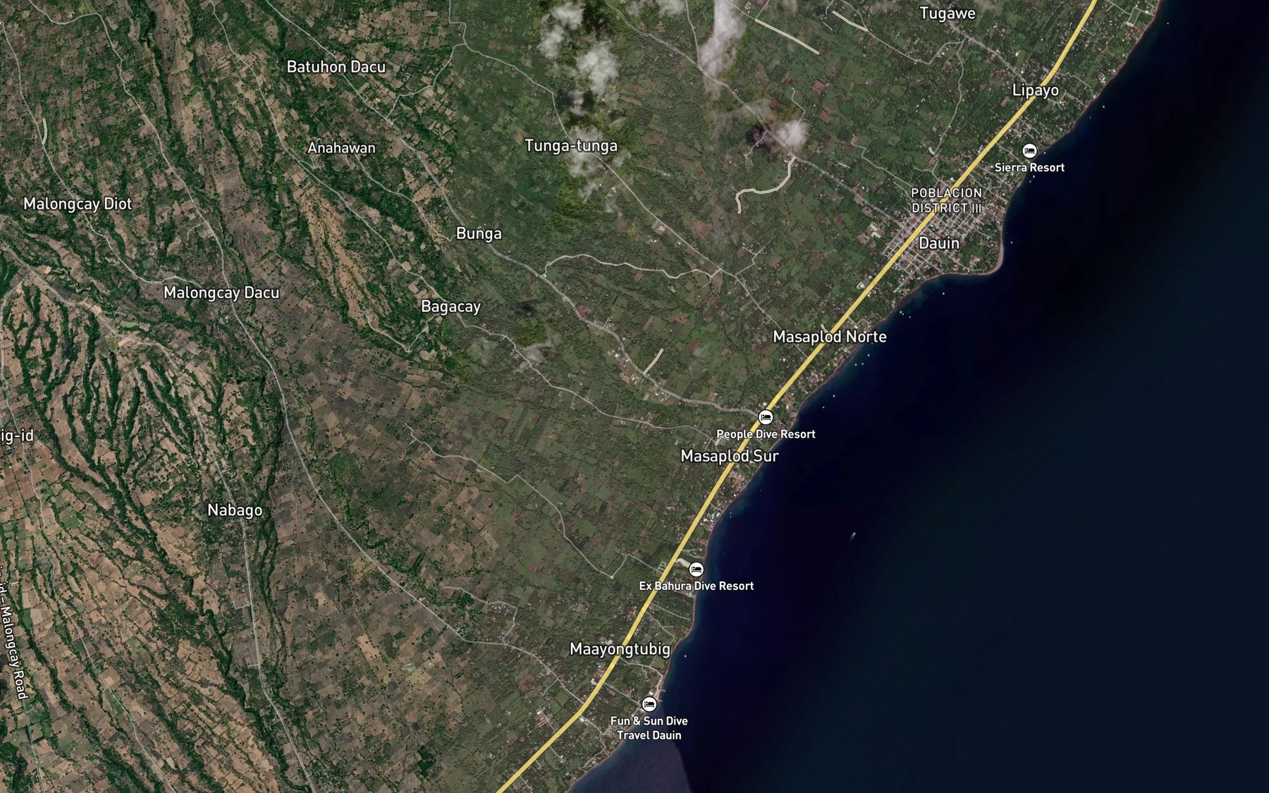 Satellite map of the Looc River
