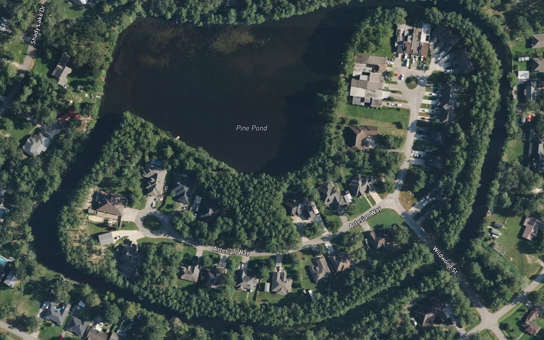 Satellite map of the Pine Pond