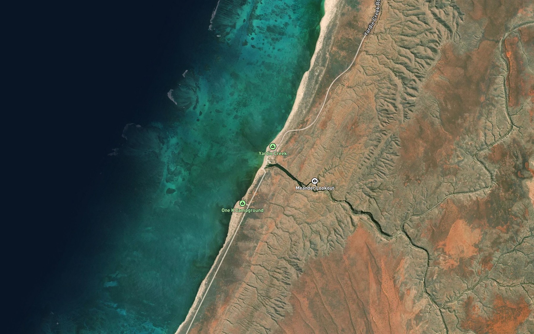 Satellite map of the Yardie Creek Mouth