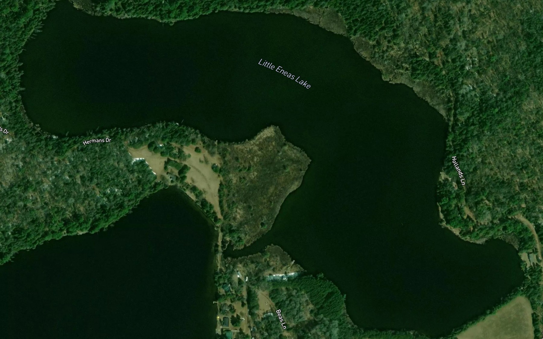 Satellite map of the Little Eneas Lake