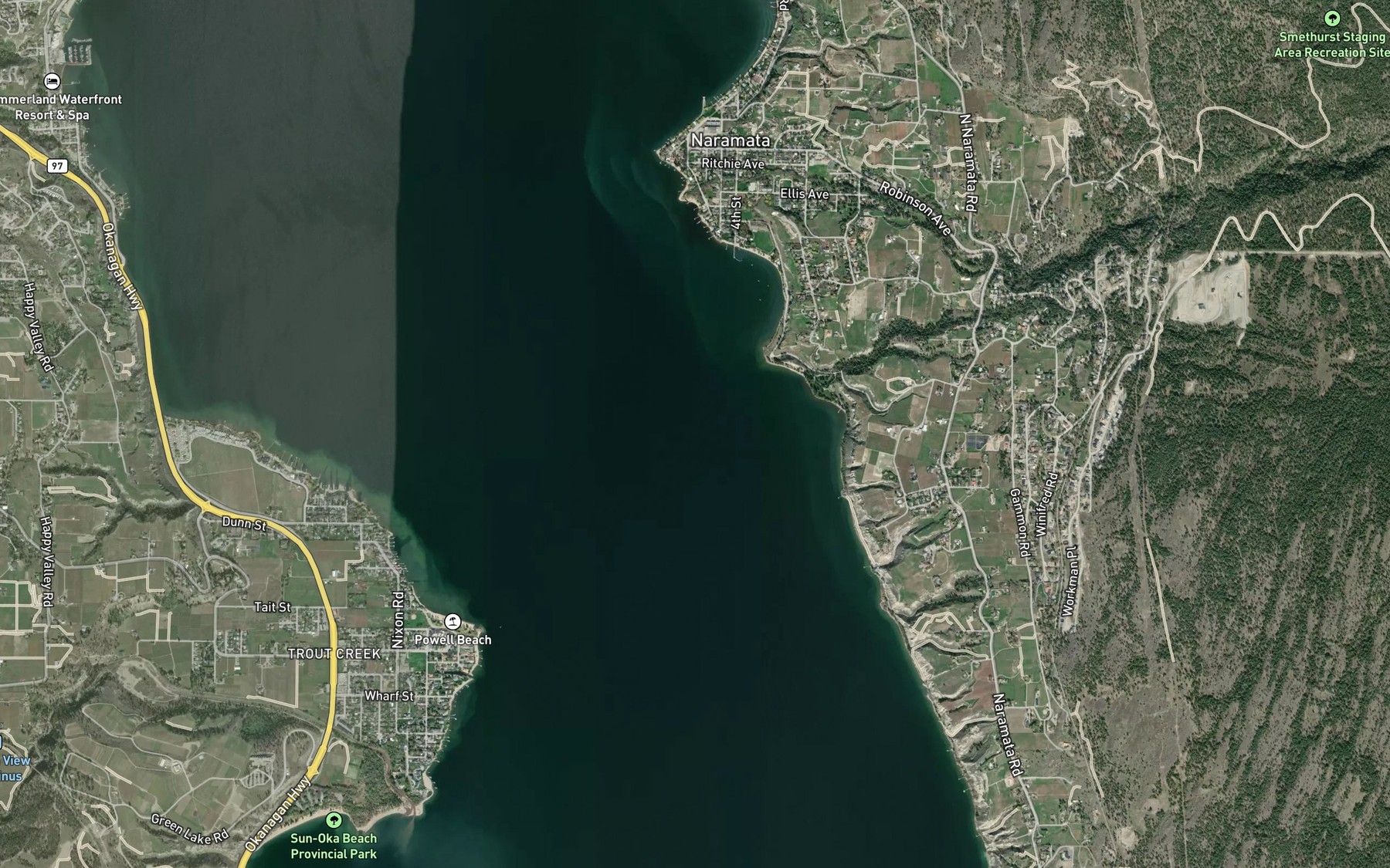 Satellite map of the Arawana Creek