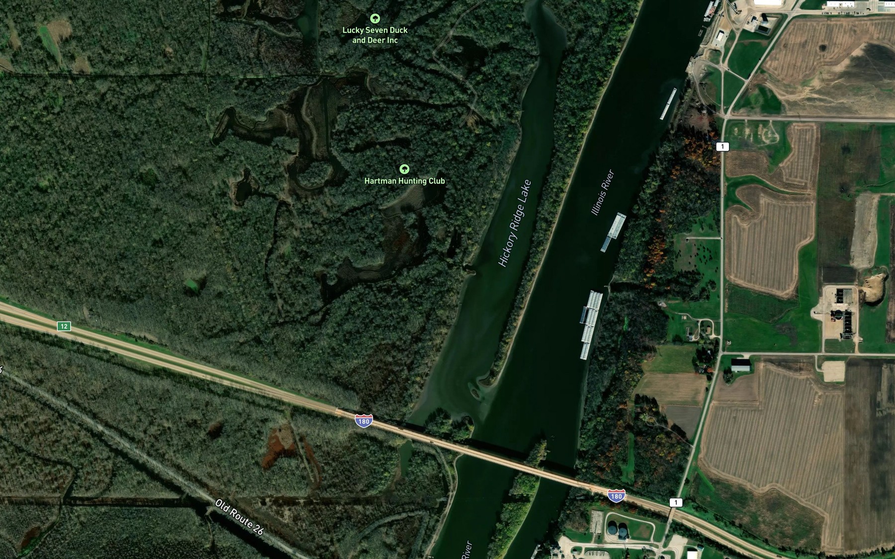 Satellite map of the Hickory Ridge Lake