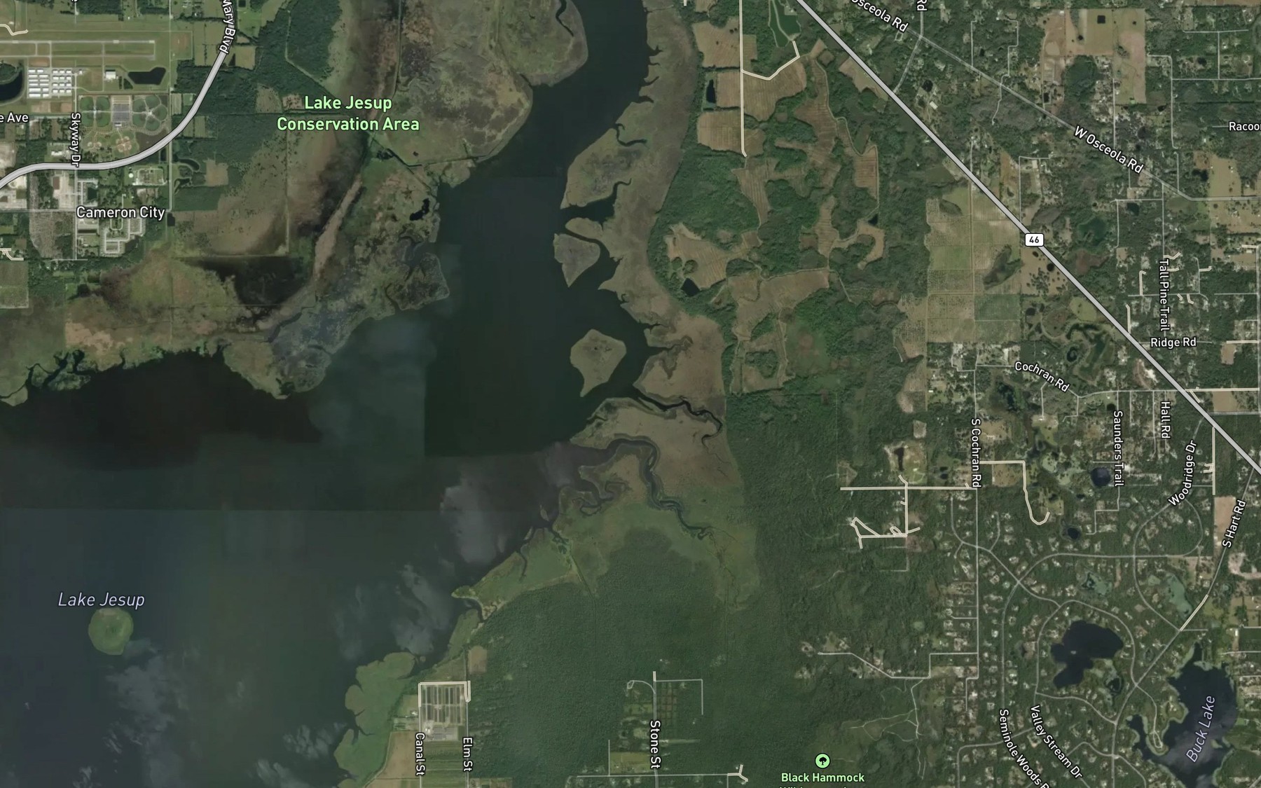 Satellite map of the Wharf Creek