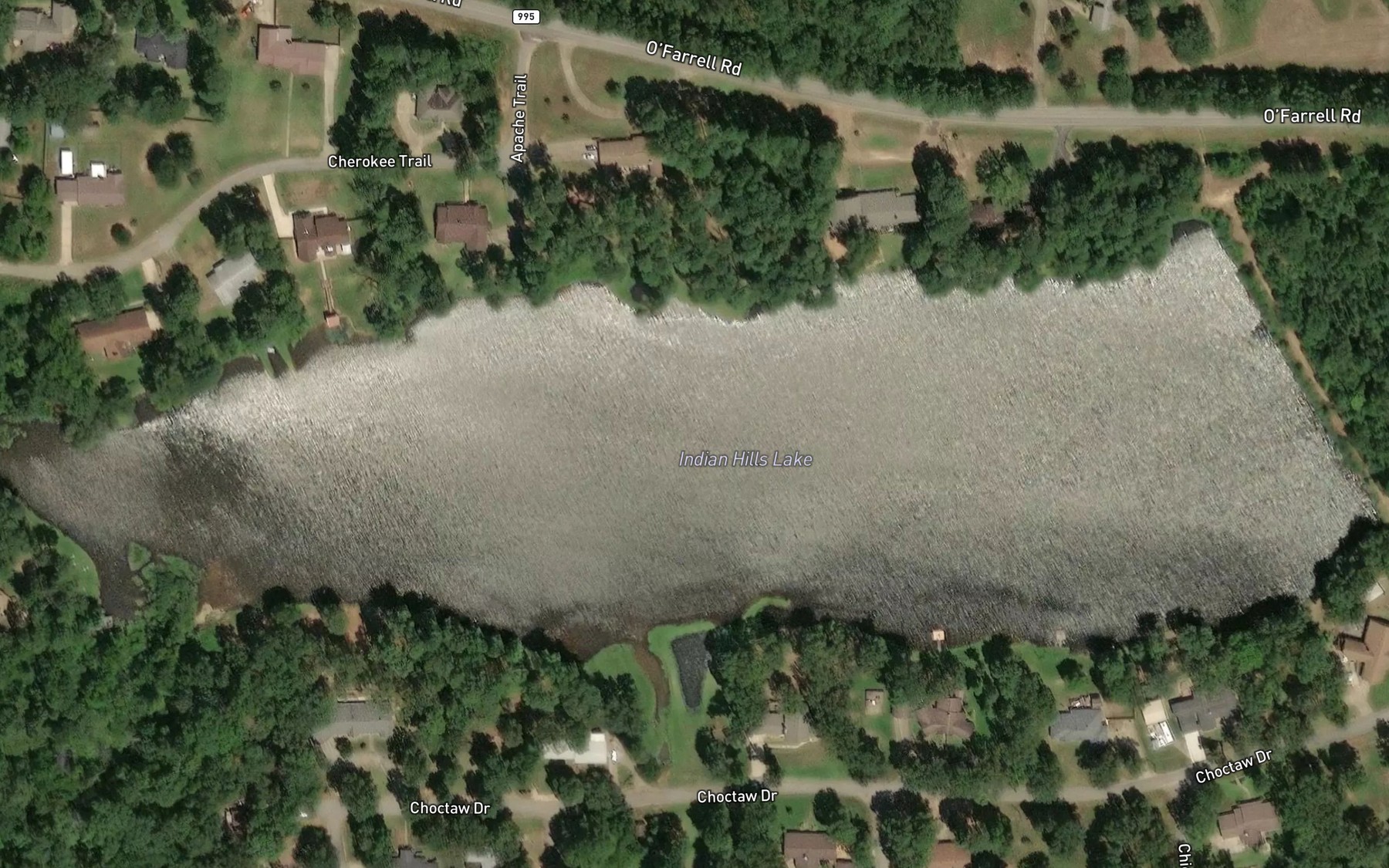 Satellite map of the Indian Hills Lake