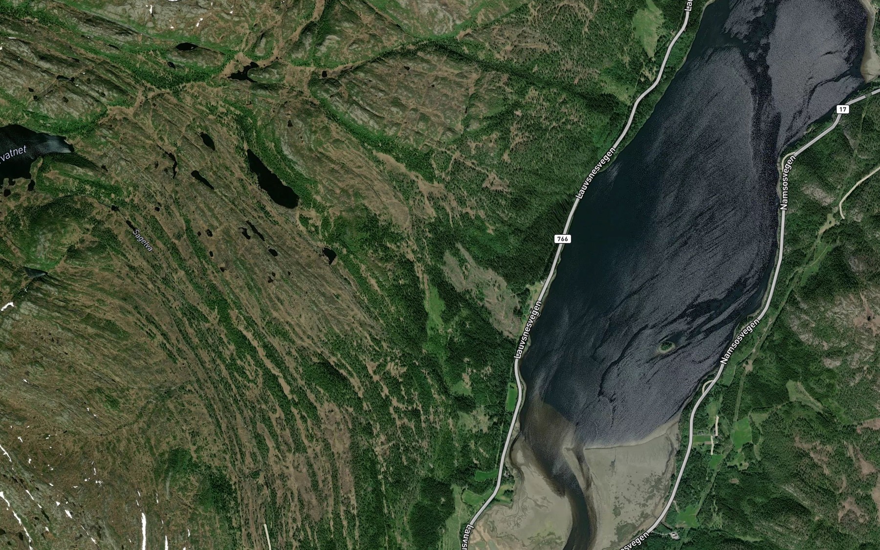 Satellite map of the Kleivabekken