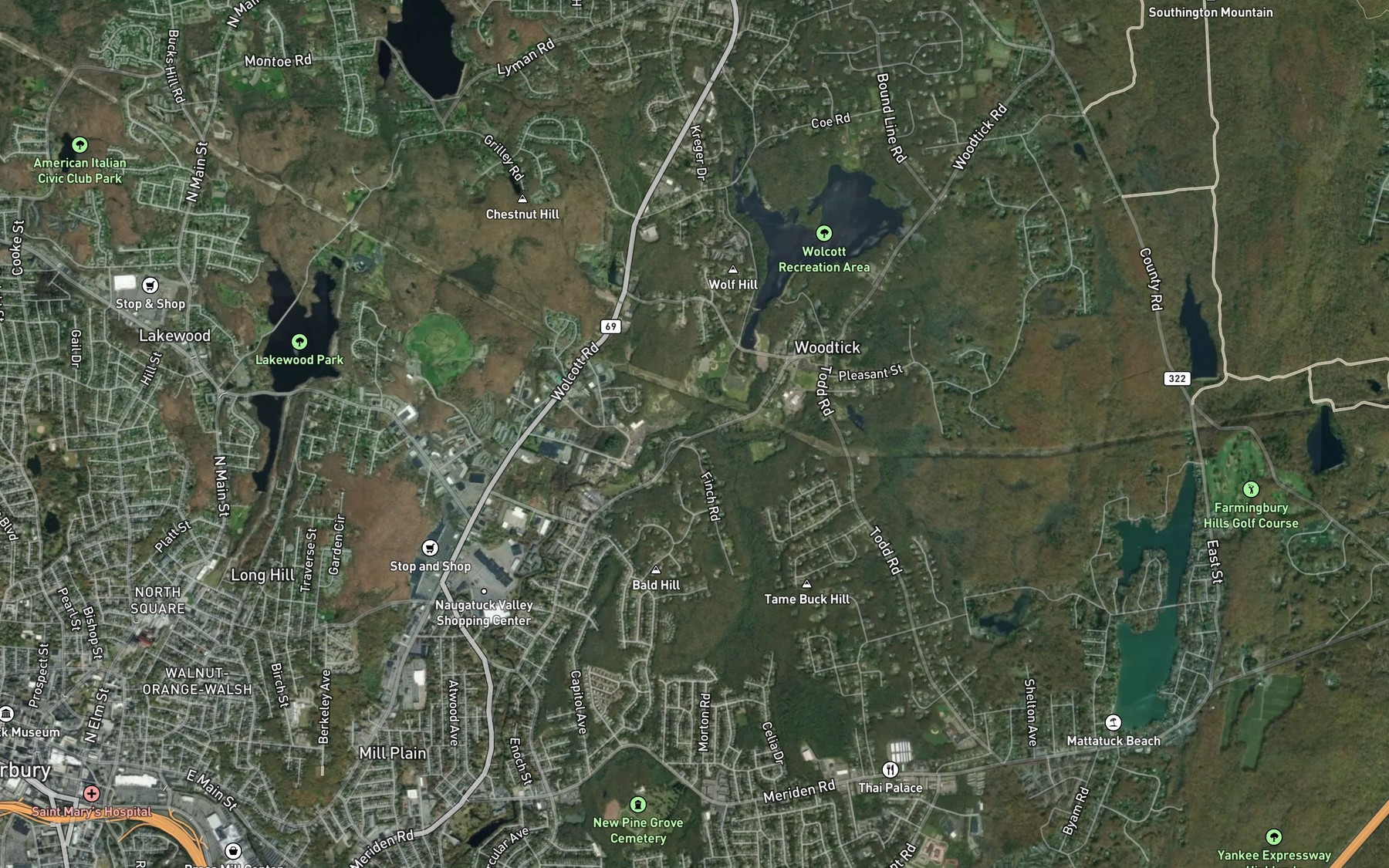 Satellite map of the Finch Brook